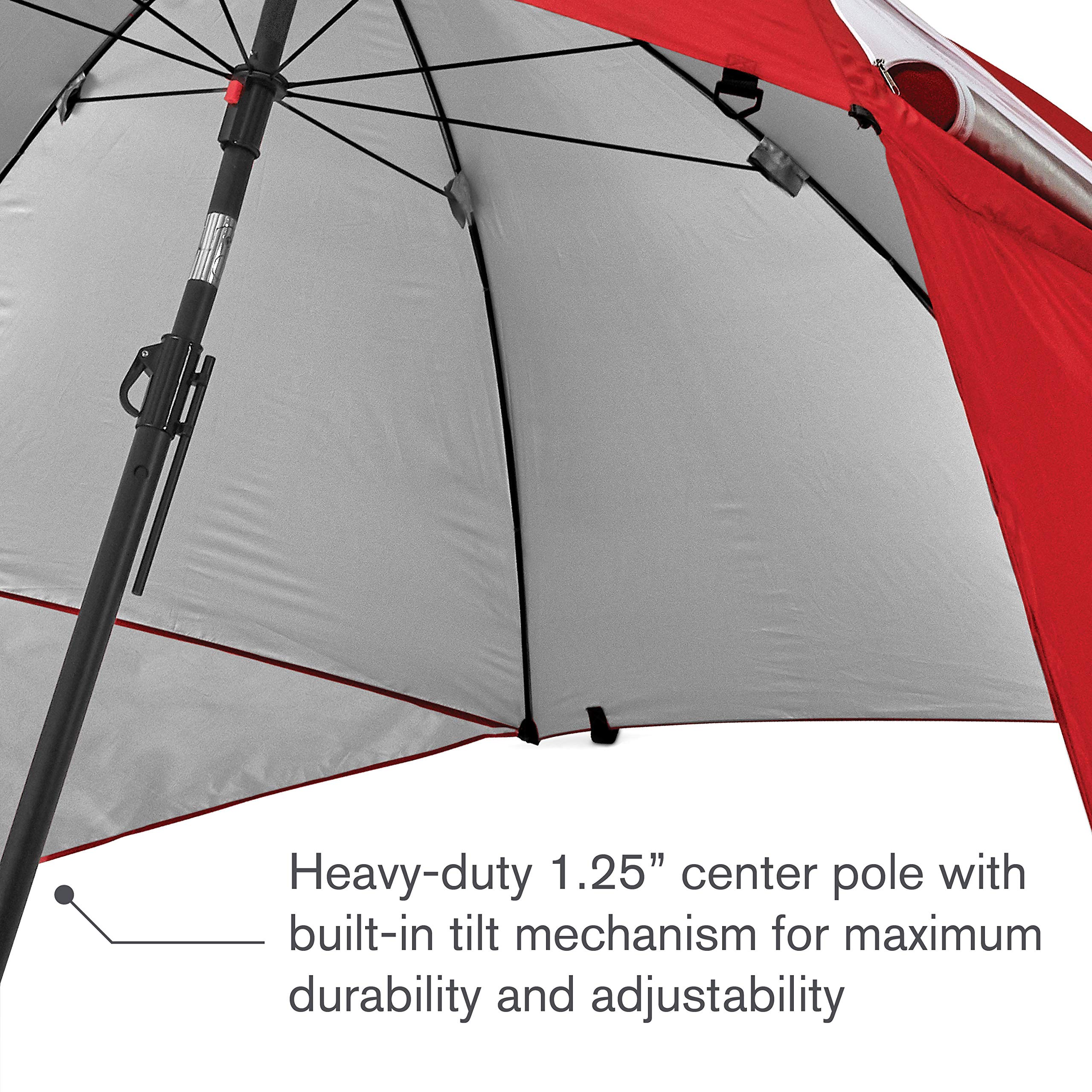 Sport-Brella Premiere UPF 50+ Umbrella Shelter for Sun and Rain Protection (8-Foot, Red)