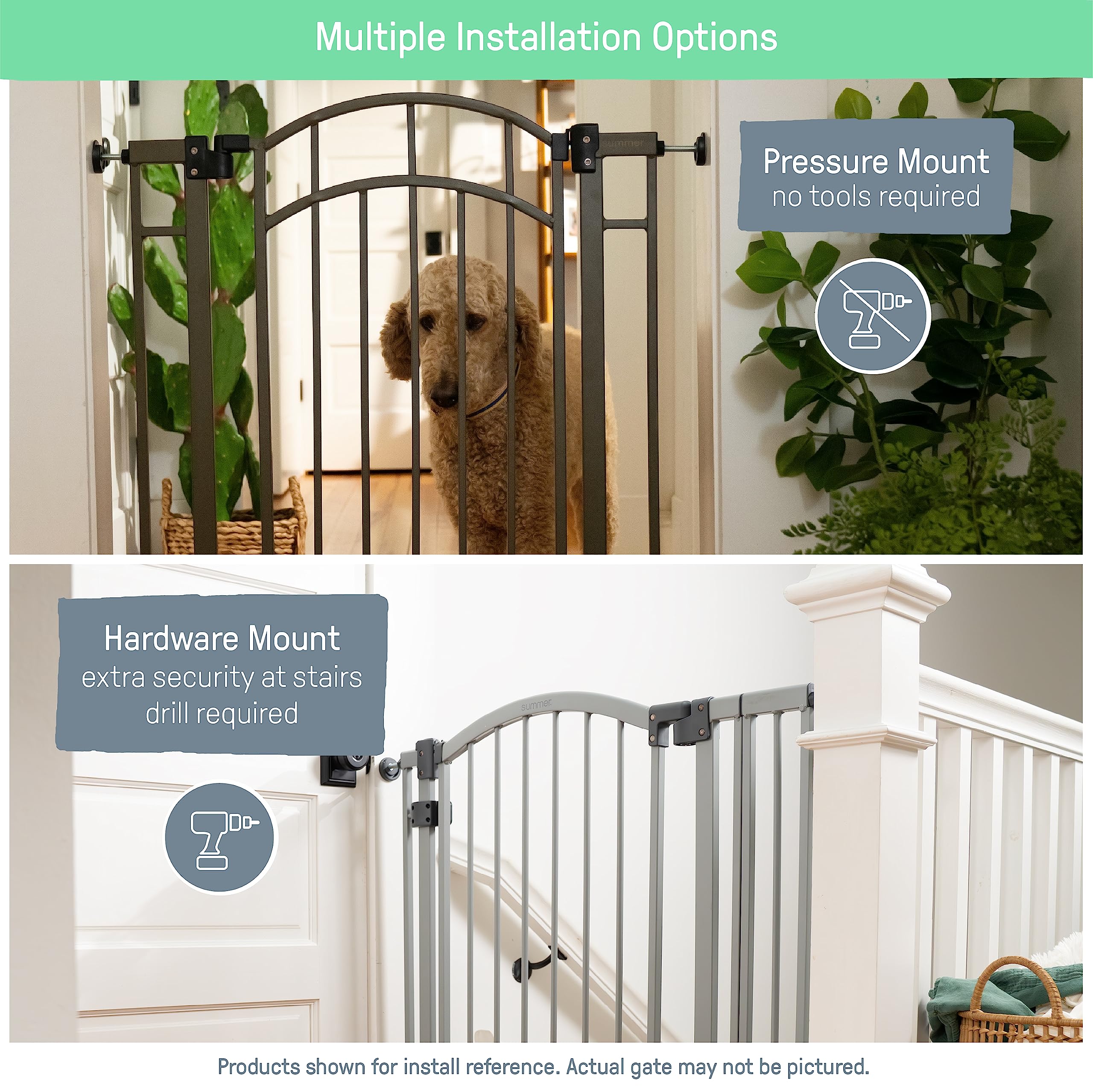 Summer Infant Multi-Use Decorative Extra Tall Walk-Thru Baby Gate, Fits Openings 28.5-48 Inch (Pack of 1), Black Metal, for Doorways and Stairways, 36' Tall Baby and Pet Gate, Black, One Size