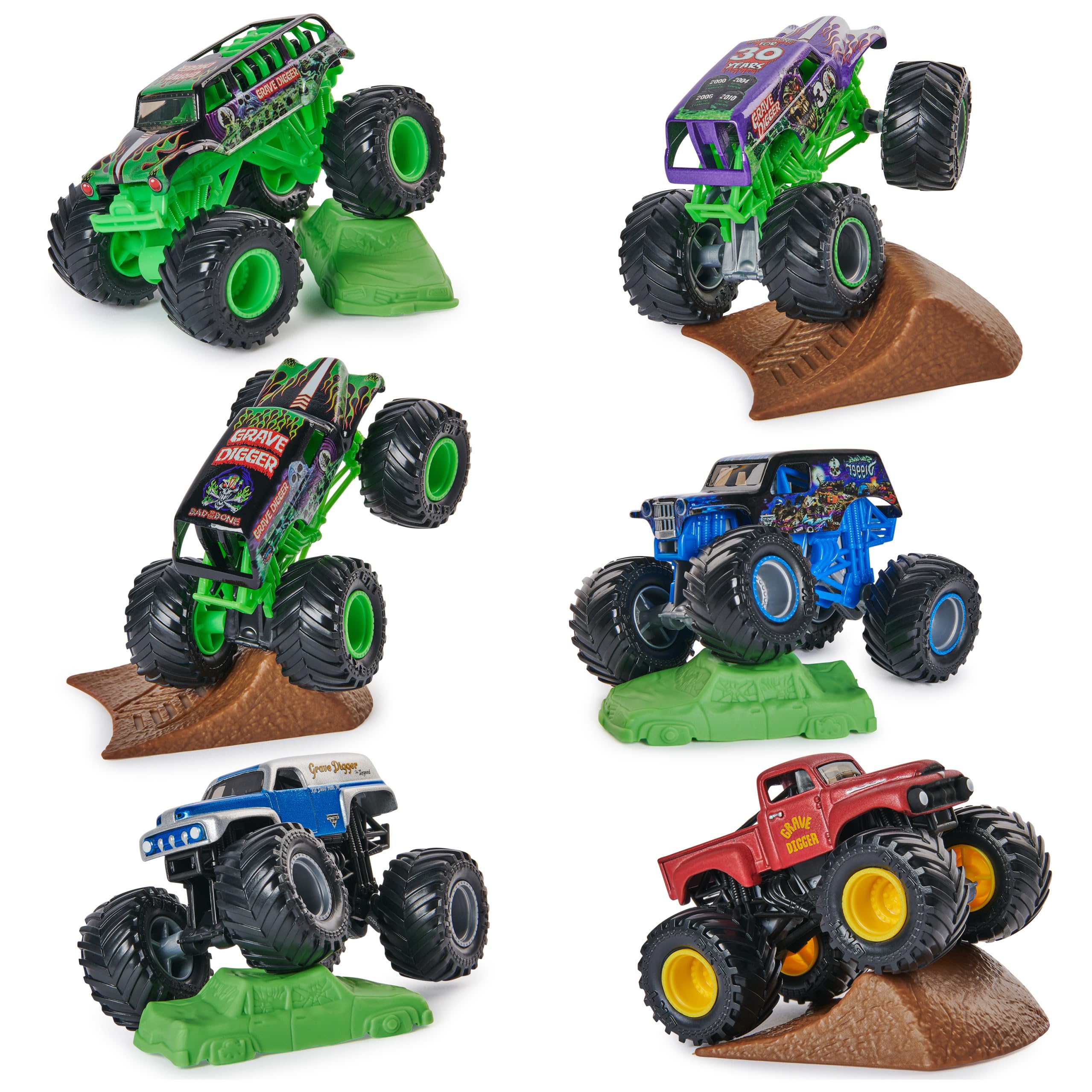 Monster Jam, Grave Digger 40th Anniversary 8-Pack Monster Trucks with Bonus Accessories, 1:64 Scale, Kids Toys for Boys and Girls 3 and up