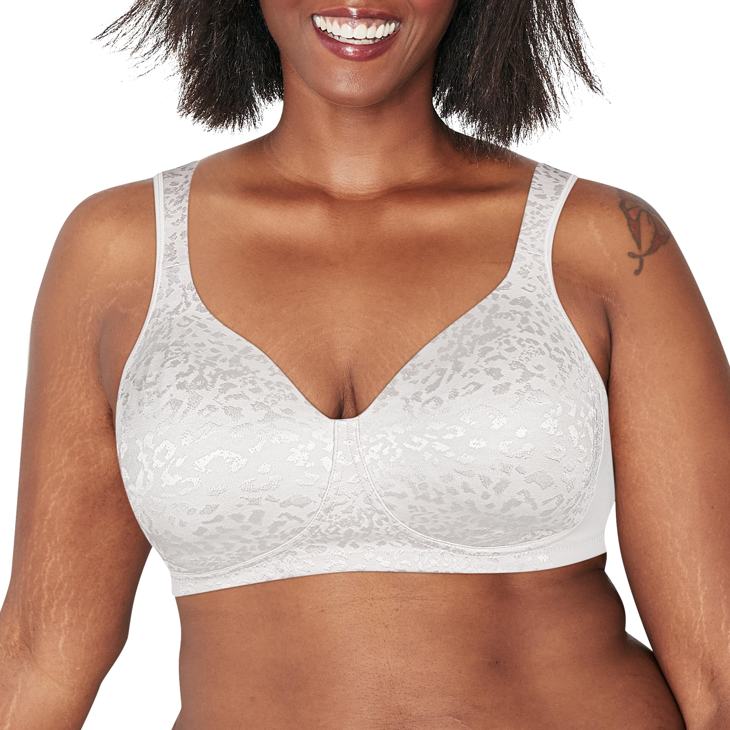 Playtex Women's 18-Hour Ultimate Lift Wireless Full-Coverage Bra, Single or 2-Pack, White Animal