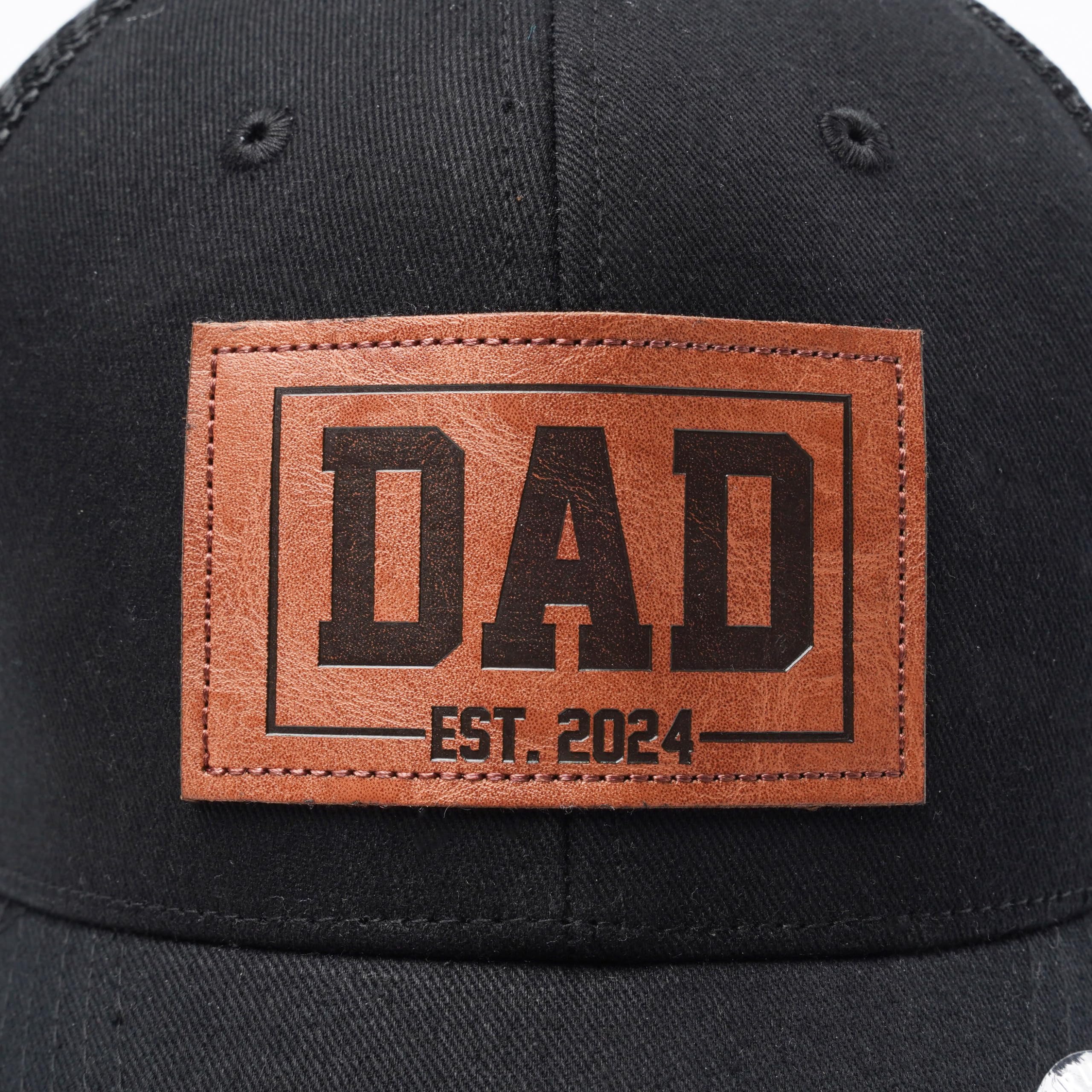 Dad Est 2024, Perfect New Father Gift, First Dad Hat Fathers Day Birthday Gifts for 1st Dad Papa Trucker Baseball Cap Black