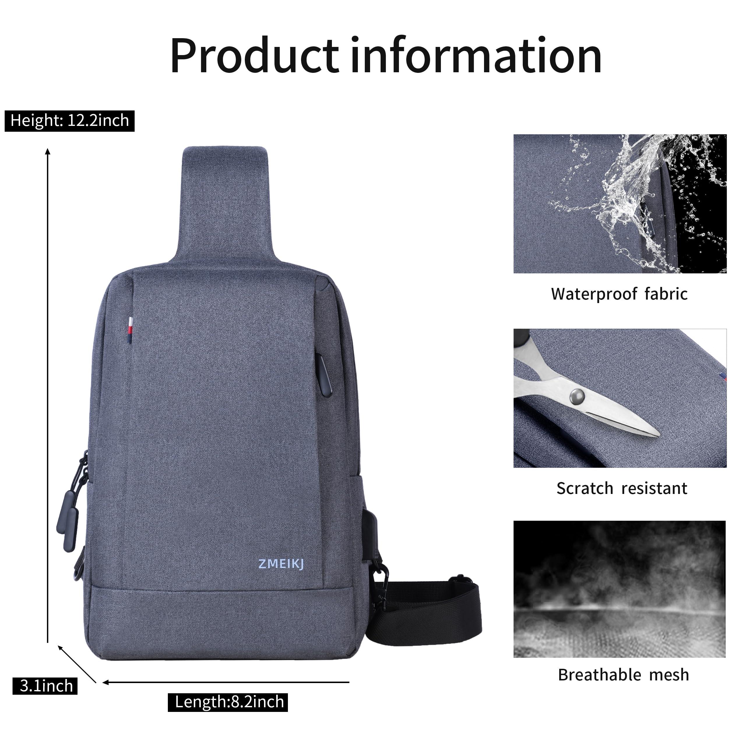 ZMEIKJ Messenger Bag for Men Women Sling Bag Crossbody Backpack Satchel Bag Daypack 9.7" iPad Bag Work Travel Hiking Casual