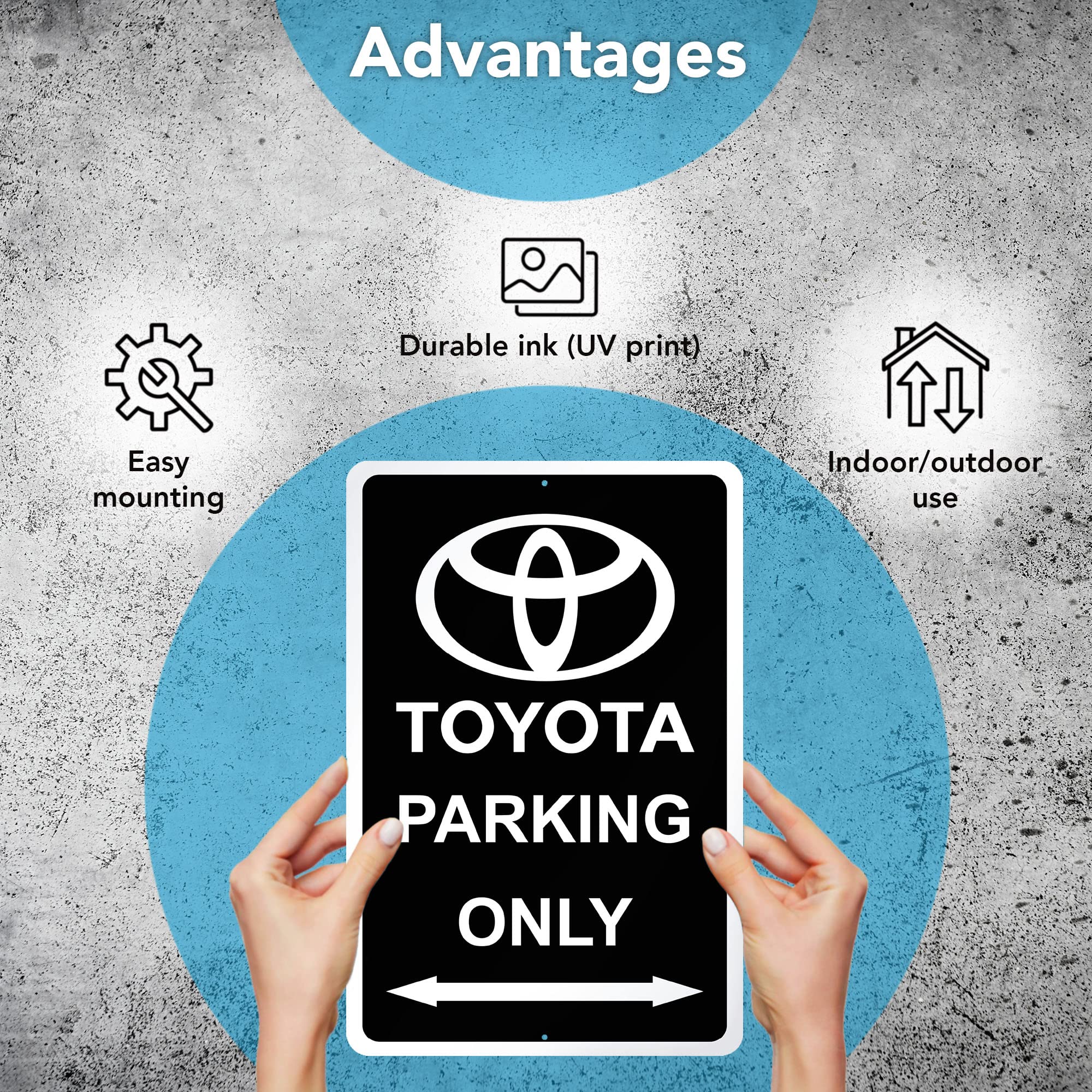 Toyota Parking Only Sign - 8x12 Aluminum Supra Gifts for Men - Black Toyota Signs for Garage, Bar, Man Cave