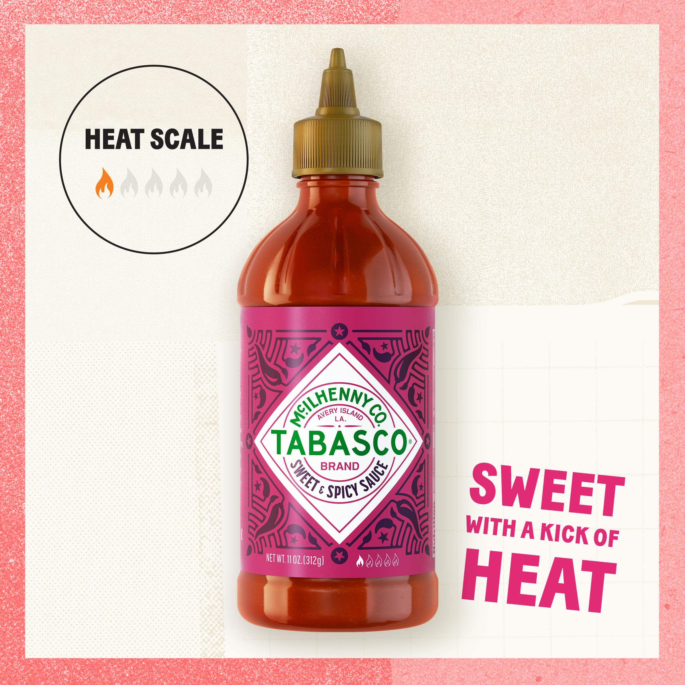 TABASCO® Brand Sweet and Spicy Sauce, Mild Hot Sauce, Easy-to-Squeeze Bottle, Perfect Balance of Sweet & Heat, Versatile Flavor, Great on Fish Tacos, Salads, Asian Food & More, 11 Oz (Pack of 1)