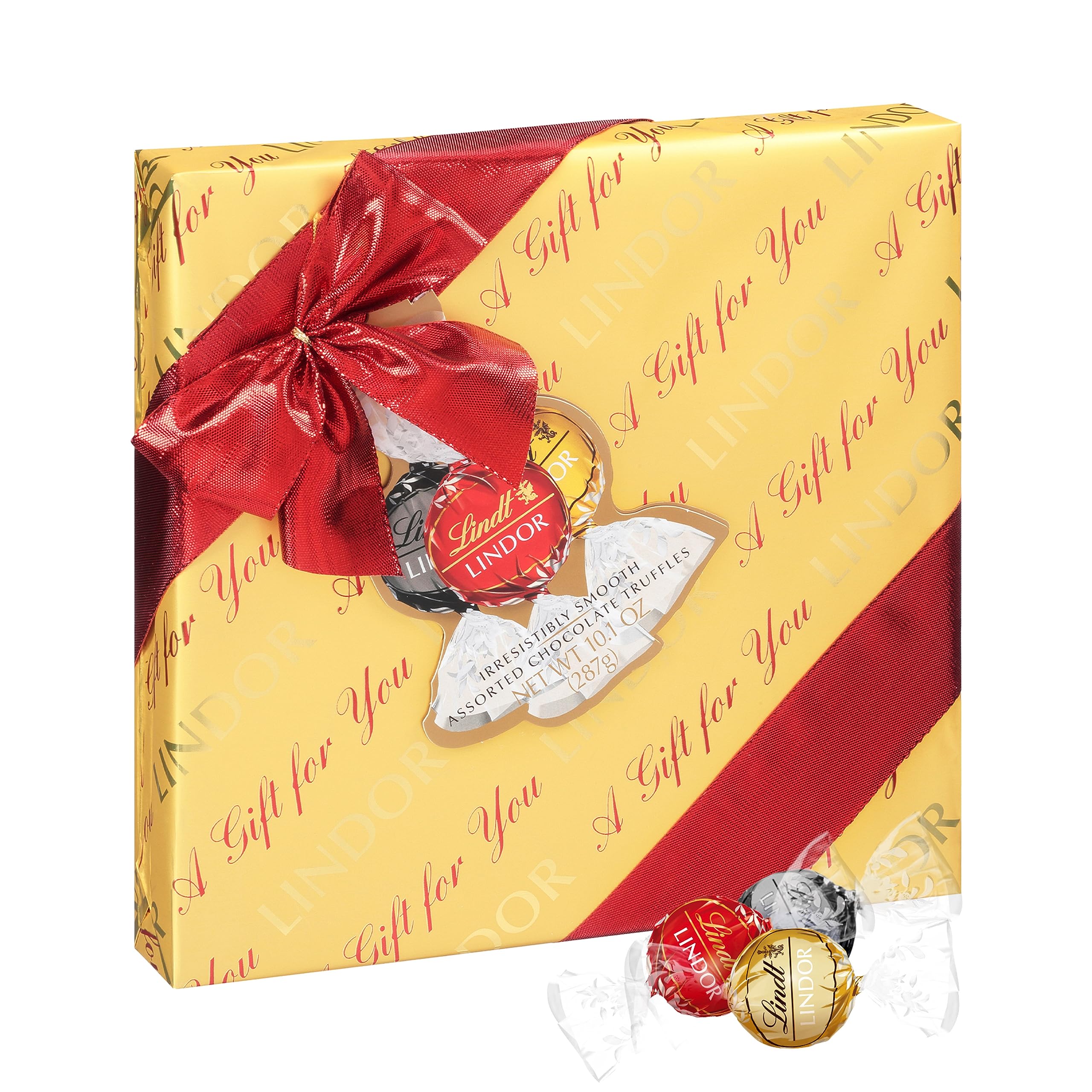 Lindt LINDOR Holiday Assorted Chocolate Candy Truffles Wrapped Gift Box, Assorted Chocolate Candy with Smooth, Melting Truffle Center, 10.1 oz.