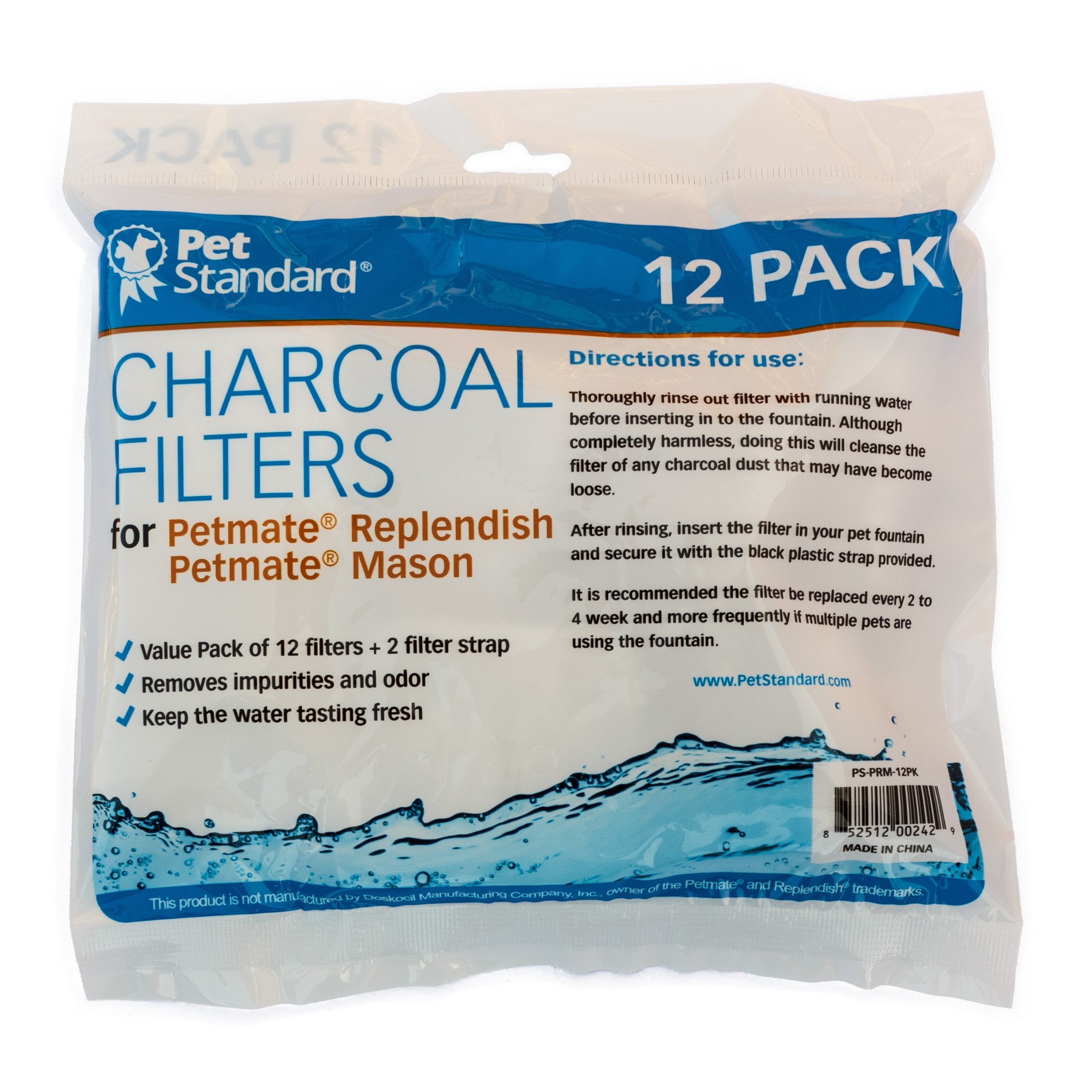 Filters for Petmate Replendish and Petmate Mason Pet Fountains, Pack of 12 For Dog