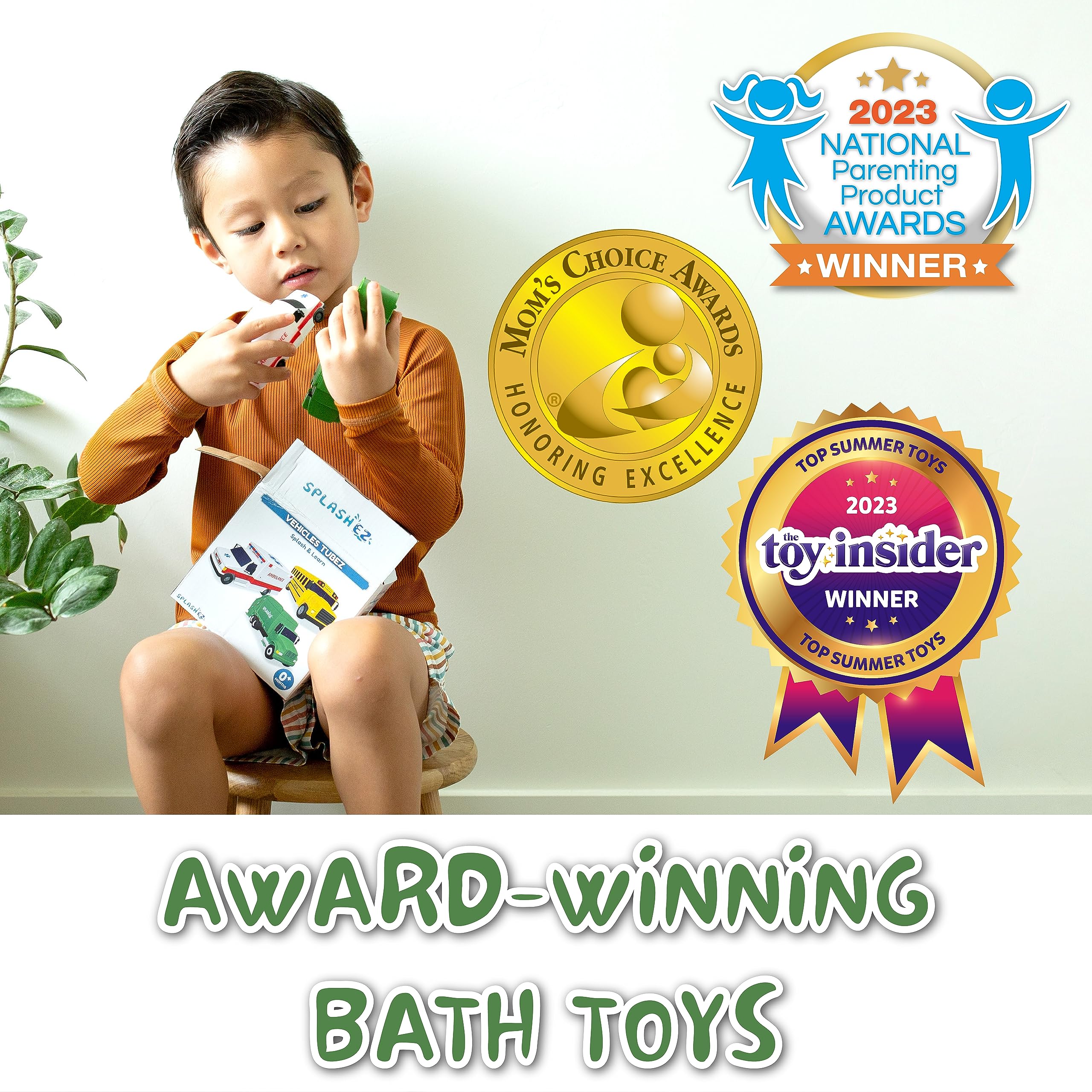 Mold Free Bath Toys for Babies and Toddlers, Car No Hole Bath Toys, Non Squirting Bath Toys no Mold for Tub, Beach, Pool, BPA-Free, Safe, Fun Infant Baby Bath Toys No Holes 0 1 3 6 12 18 Month