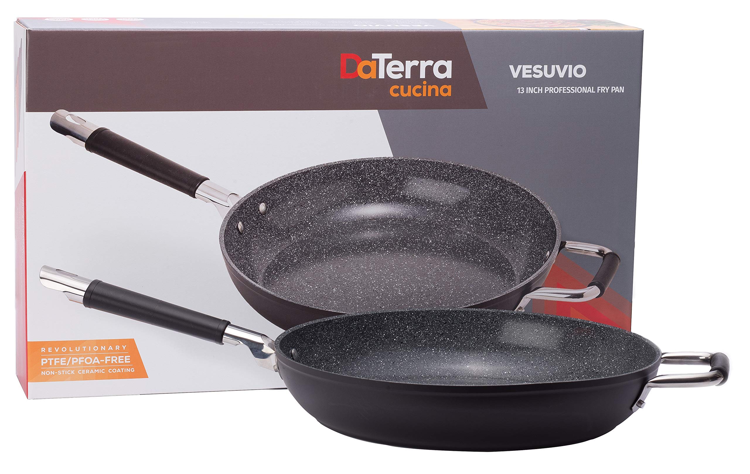 DaTerra Cucina 13” Nonstick Frying Pan | Made in Italy | PTFE, Cadmium, Lead and PFOA free proprietary nontoxic ceramic coating