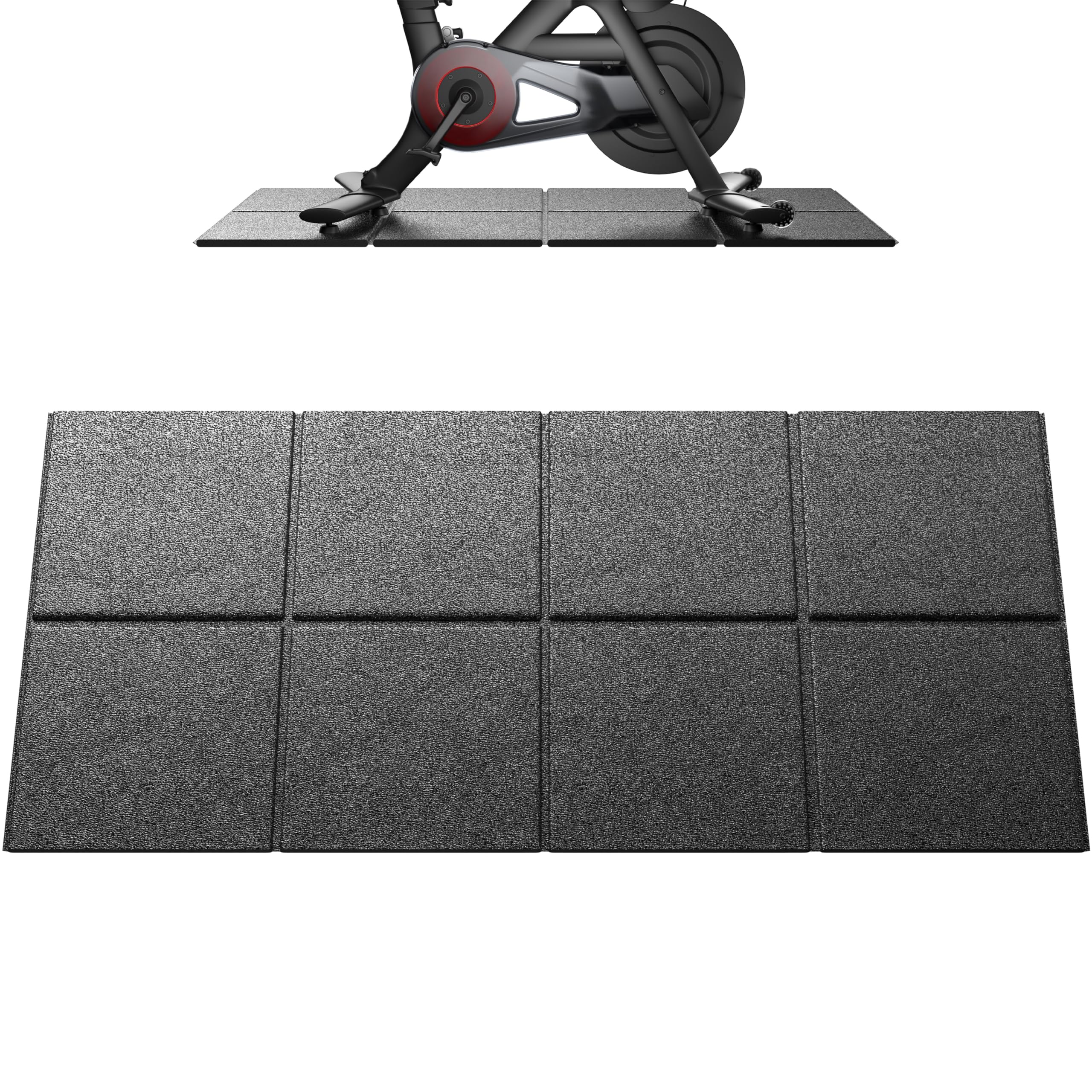Crostice Bike Trainer Mat Compatible with Peloton Bike, for Most Stationary Bike, Thickness 6mm, Bike Trainer Accessories, Foldable Under Mat Protect Hardwood Floor, for Cycling Home Gym Exercise