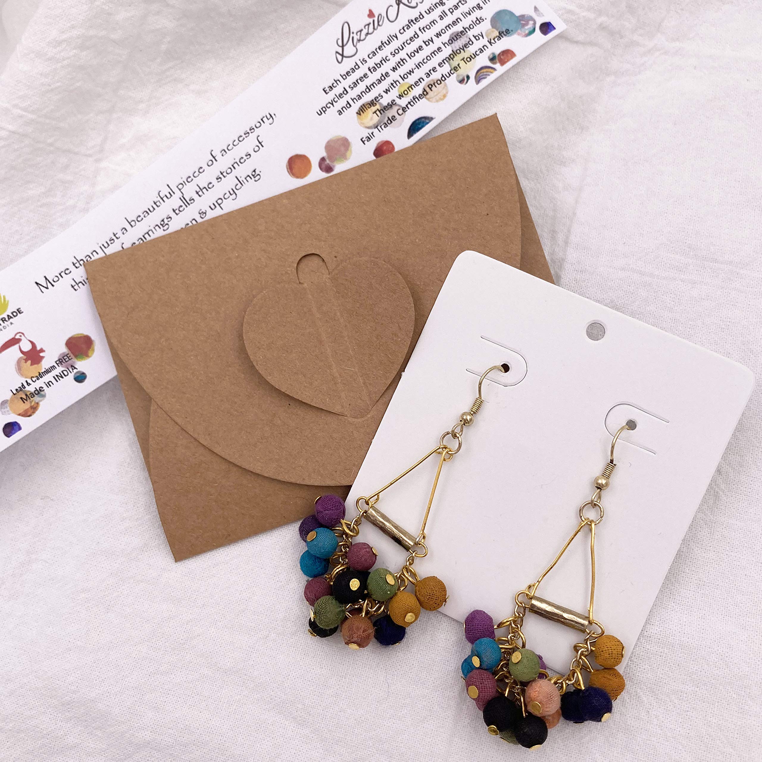 Handmade Earrings for Women Colorful Fabric Beads Holi Festival Dangle Fashion T011