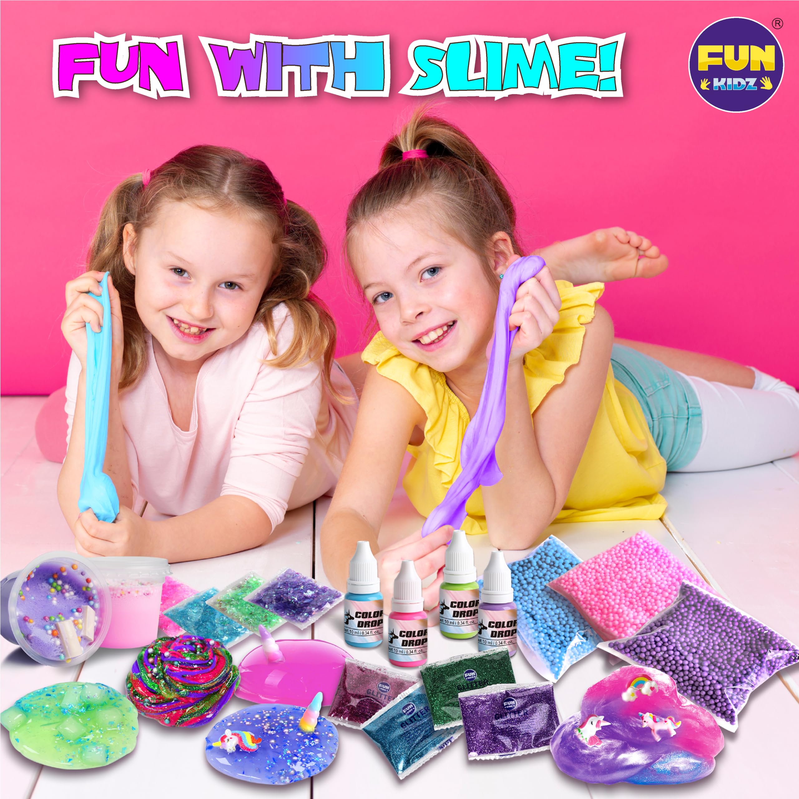 Fluffy Unicorn Slime Kit for Girls, FunKidz Cloud Slime Gift for Ages 6+ Kids Fun Slime Making Kit Awesome Craft Toy Birthday Present Ideas