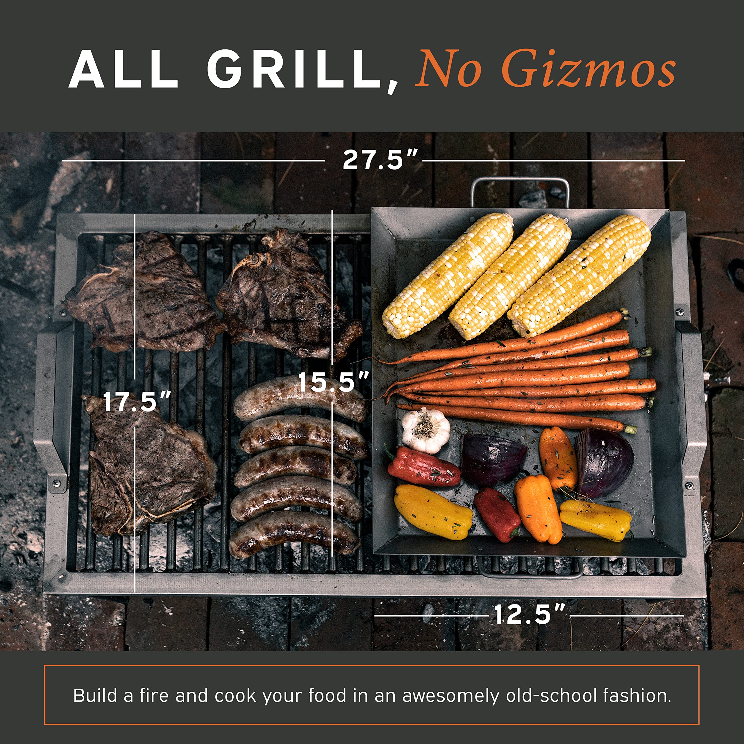 Hickory Summit Argentine Grill - Argentinian Grills - Santa Maria Grill - Argentinian Parrilla Set with all Tools Included - BBQ Parrillas Asado