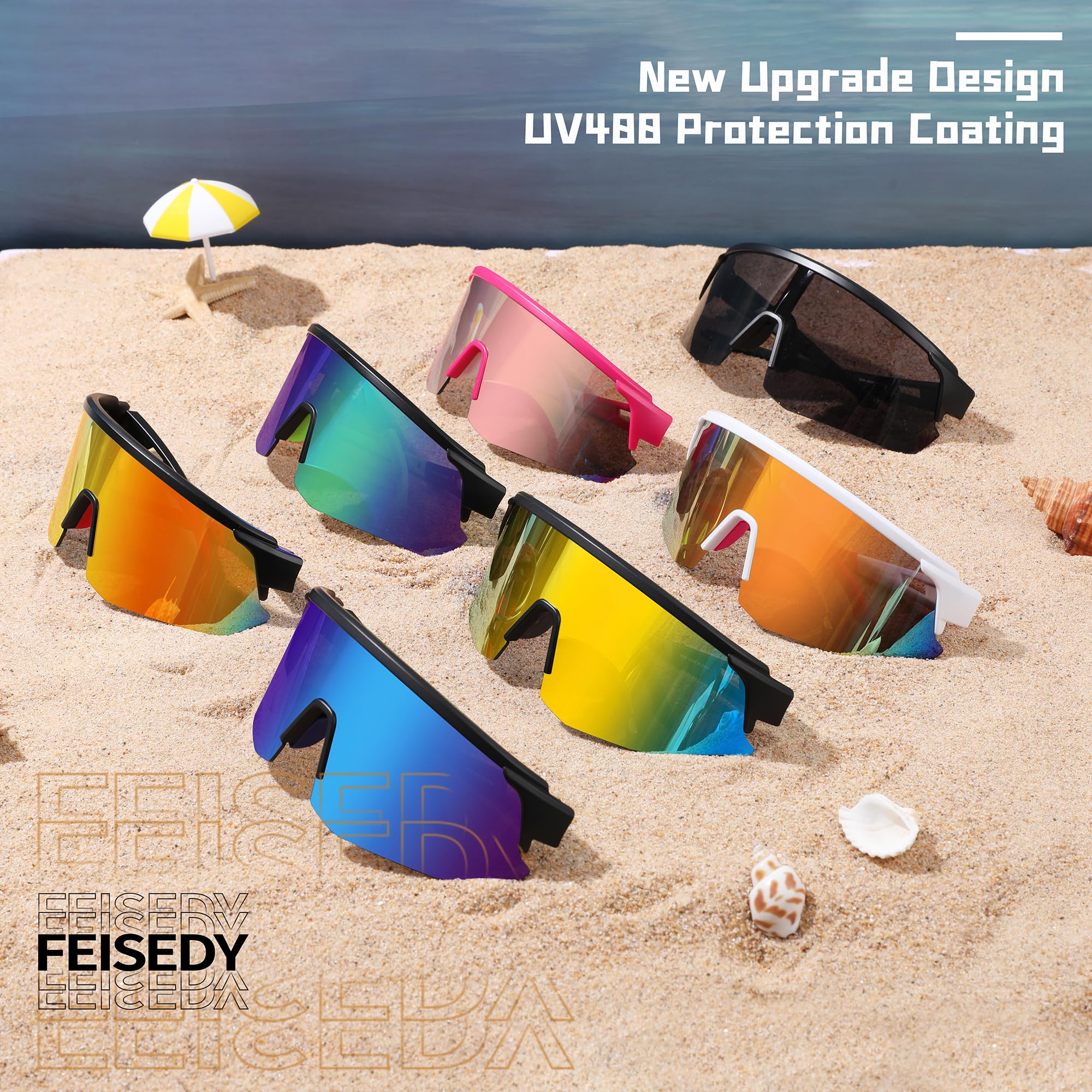 FEISEDY Cycling Sunglasses for Men Women, Sports Glasses for Youth Running Baseball Shades UV400 Protection B0108