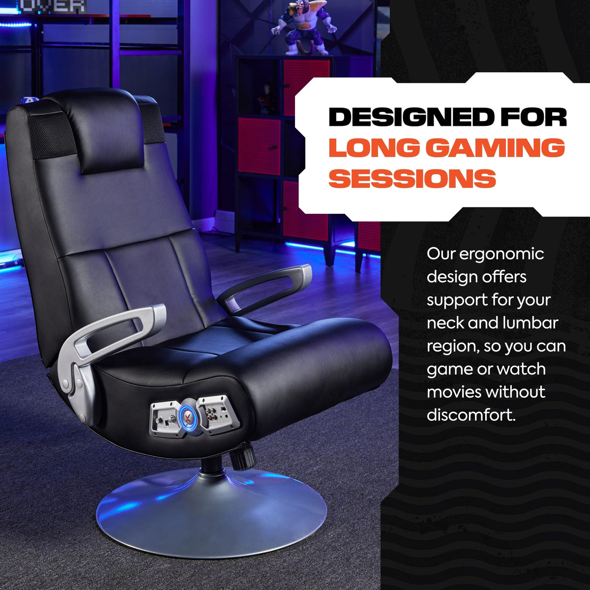 X Rocker SE Pro Video Gaming Lounging Pedestal Chair, Wireless Audio, 2 Speakers, Subwoofer, Foldable, Padded Armrest, 5127401, 30.7" x 30.7" x 39.76", Amazon Exclusive, Black