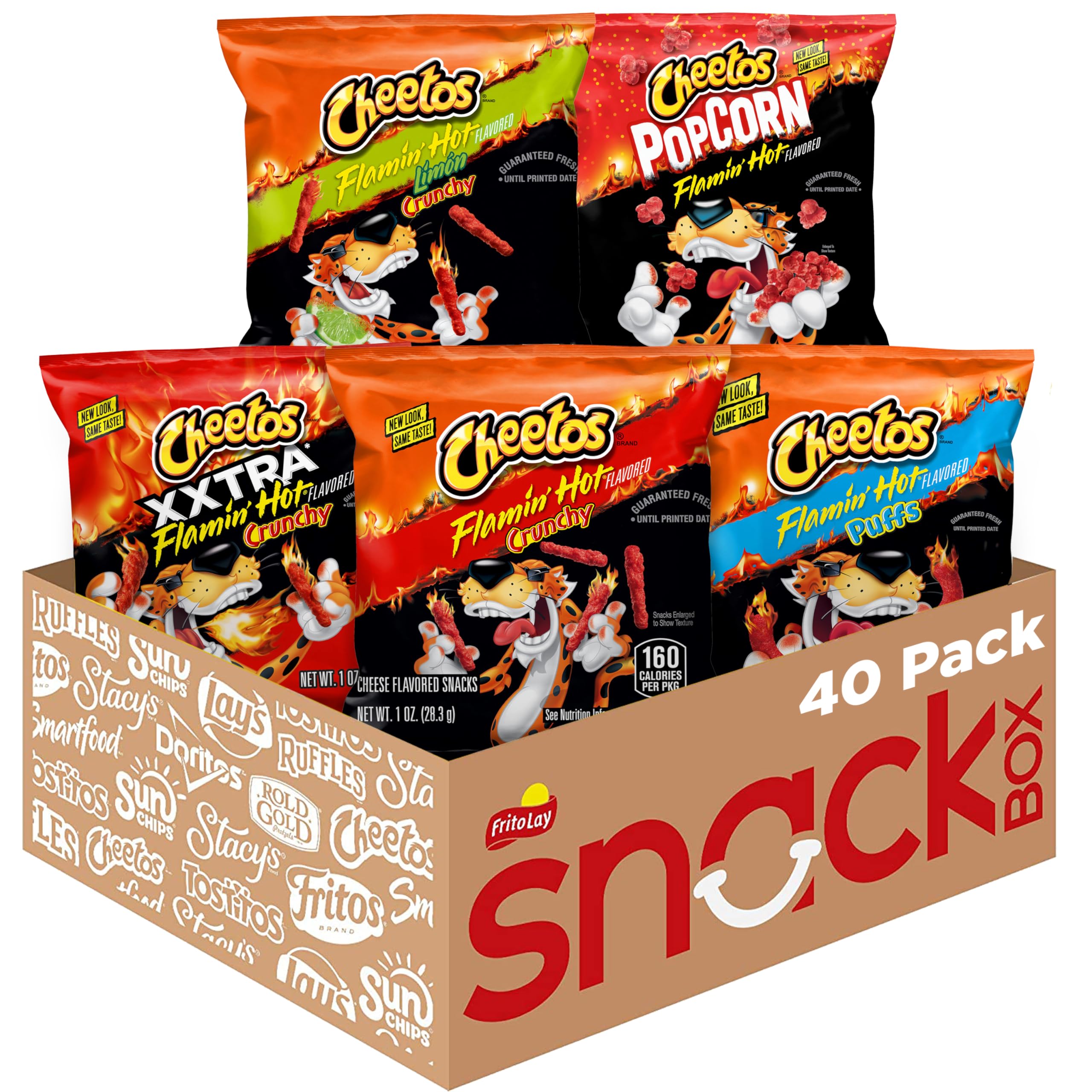 Cheetos Cheese Flavored Snacks, Flamin' Hot Mix Variety Pack, (Pack of 40)