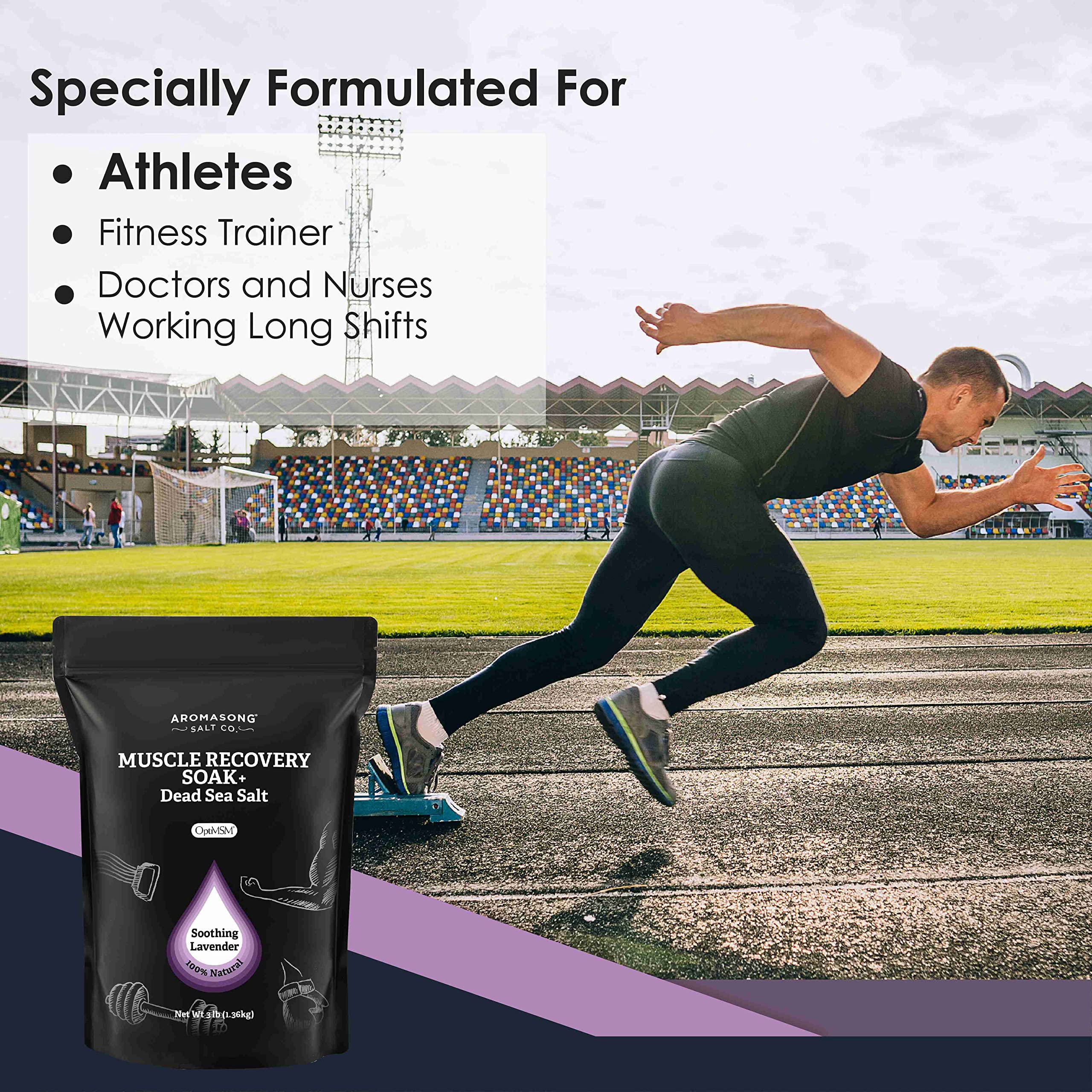 Aromasong Organic Aloe Vera Dead Sea Salt 19 lb + Muscle Recovery Bath Soak 3 lb Bundle – Soothing Skin Hydration, Muscle Relief & Post-Workout Recovery with Pure Minerals & OptiMSM