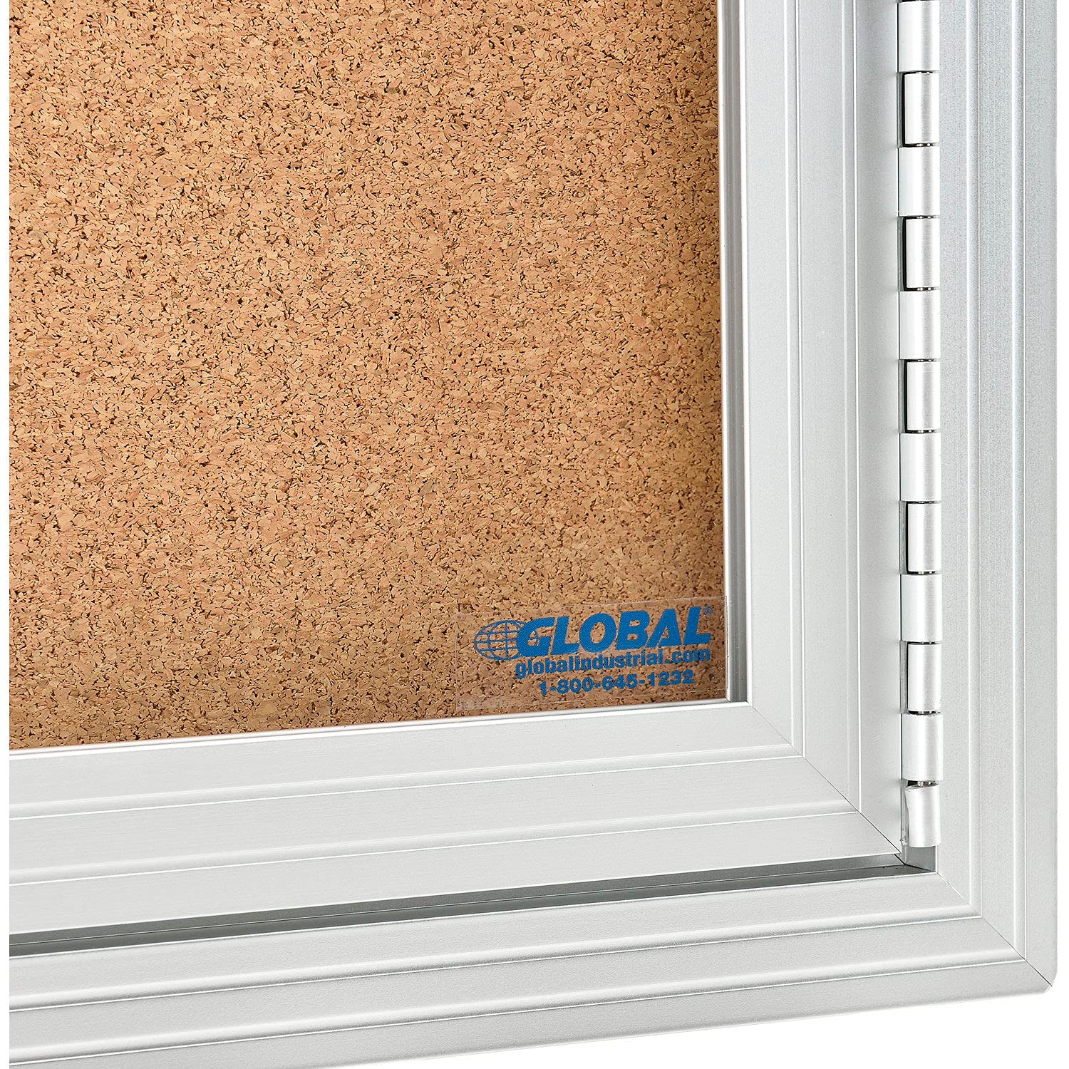 Global Industrial 3 Door Enclosed Bulletin Board, Cork, Aluminum Frame. 72" x 48"