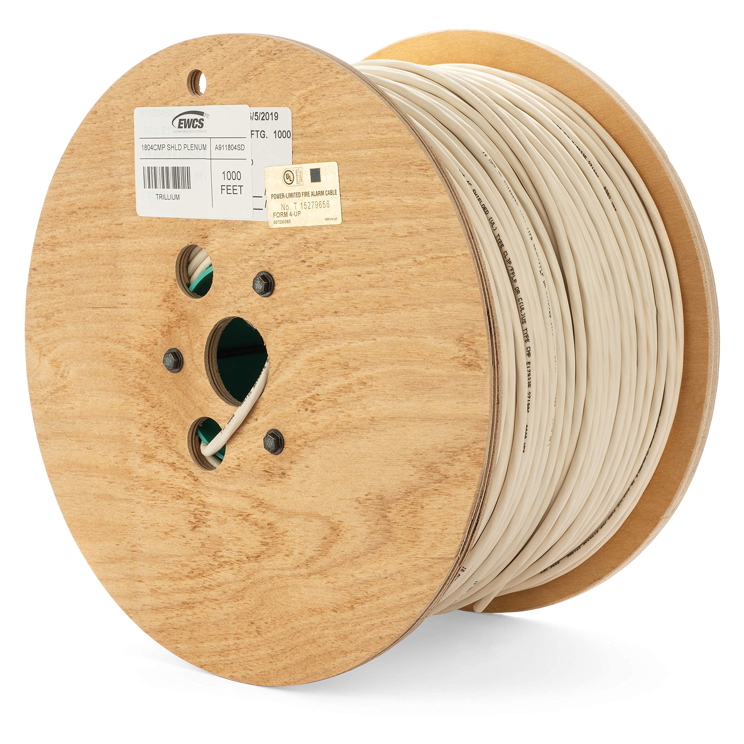 EWCS 18 AWG 4/C 100% Copper Str CMP Plenum Rated Shielded Sound & Security Cable - 1000 Feet - EWCS Spec - Made in USA!
