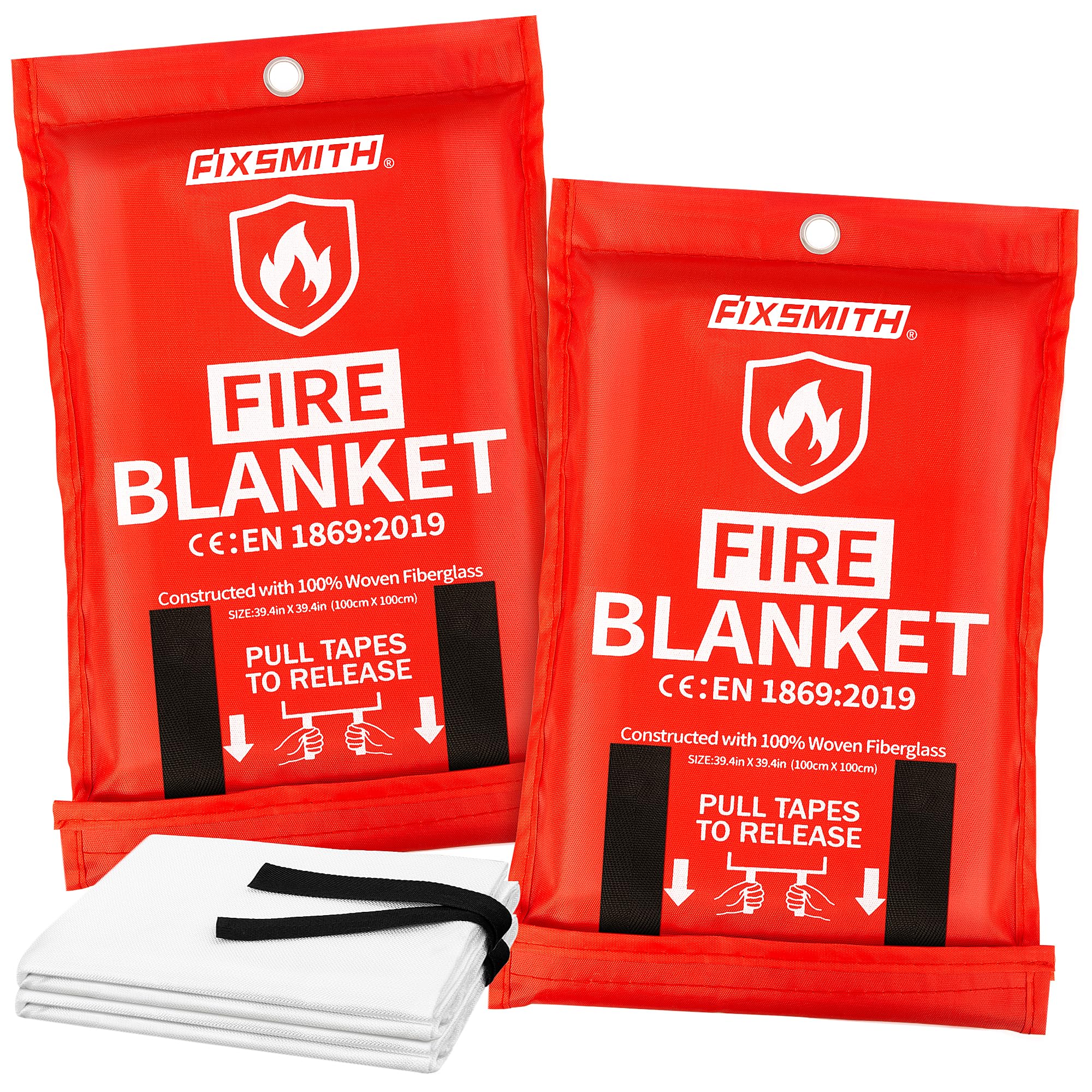 FIXSMITH Fire Blanket for Home and Kitchen, Emergency Fire Blanket, Flame Suppression Fiberglass Fire Blankets for House Camping Car Office Warehouse Emergency Survival Safety- 40 in x 40 in