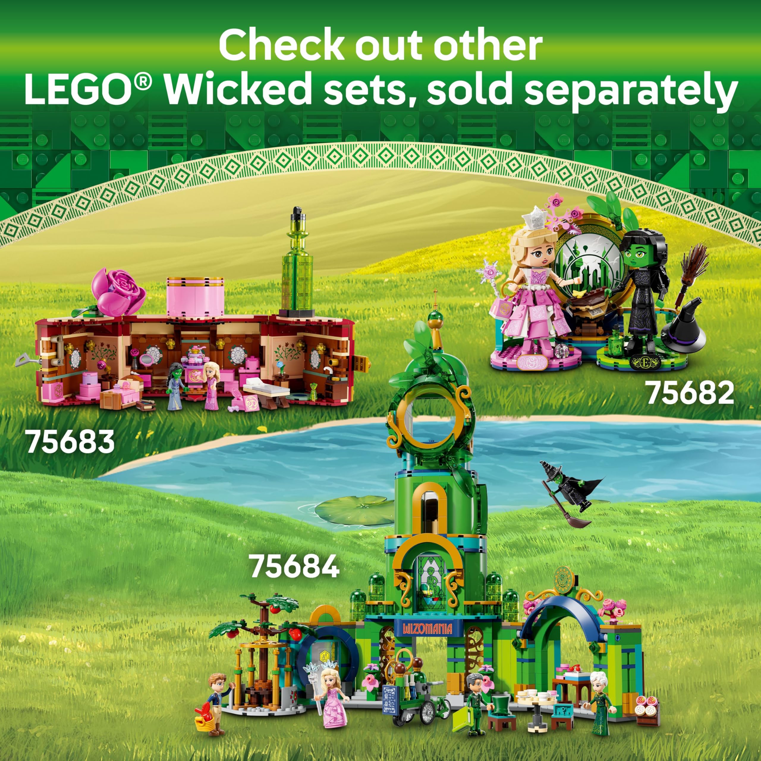 LEGO Wicked Glinda, Elphaba & Nessarose at Shiz University Building Toy - Wicked Toys for Kids, Girls & Boys, Age 7+ - Gifts for Christmas - 75681