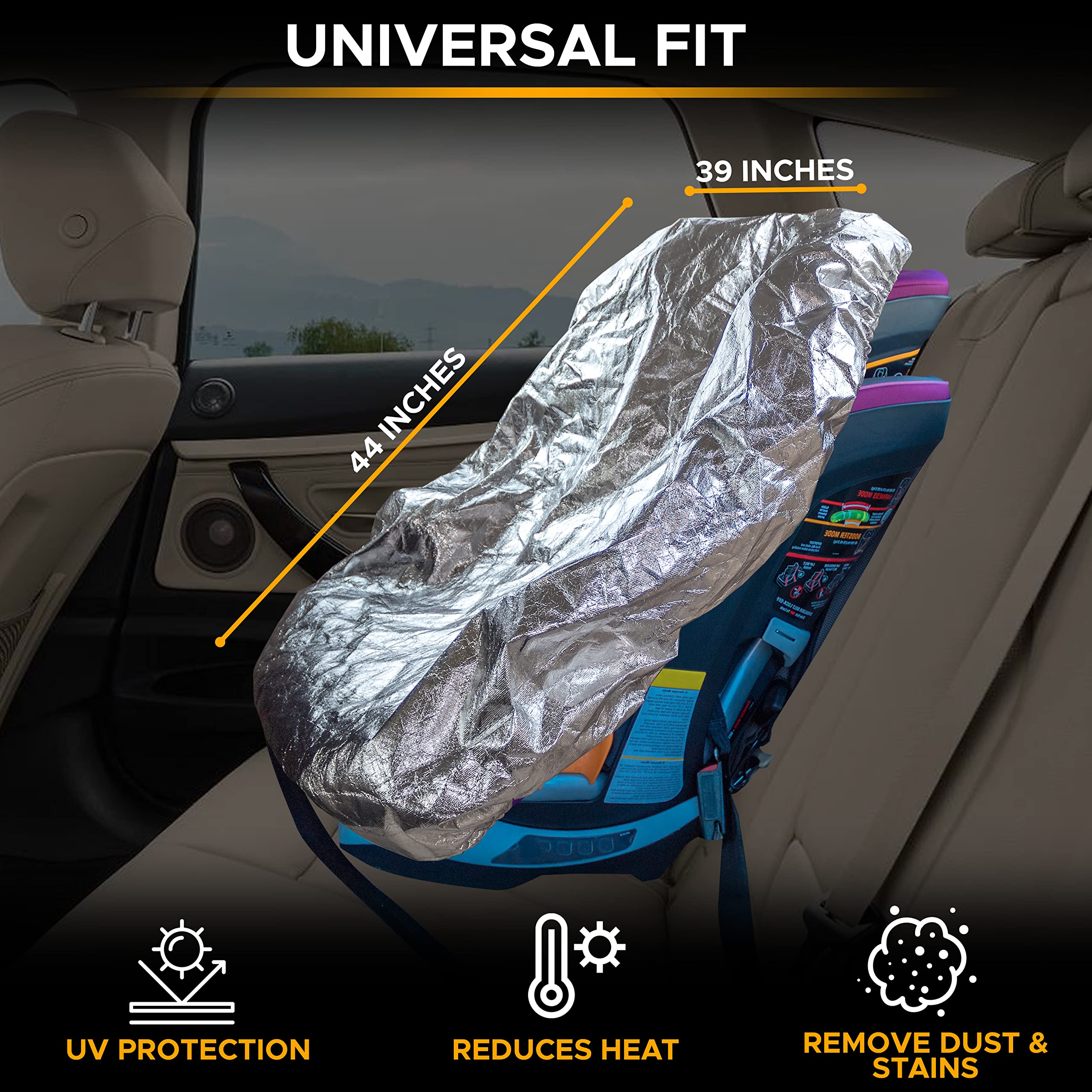 EcoNour Baby Car Seat Sun Shade Cover | Infant Car Seats Heat Protector Keeps Your Toddler Baby Seat at a Cool Temperature | Reflective Baby Seat Covers for Car Seats | Baby Travel Accessories