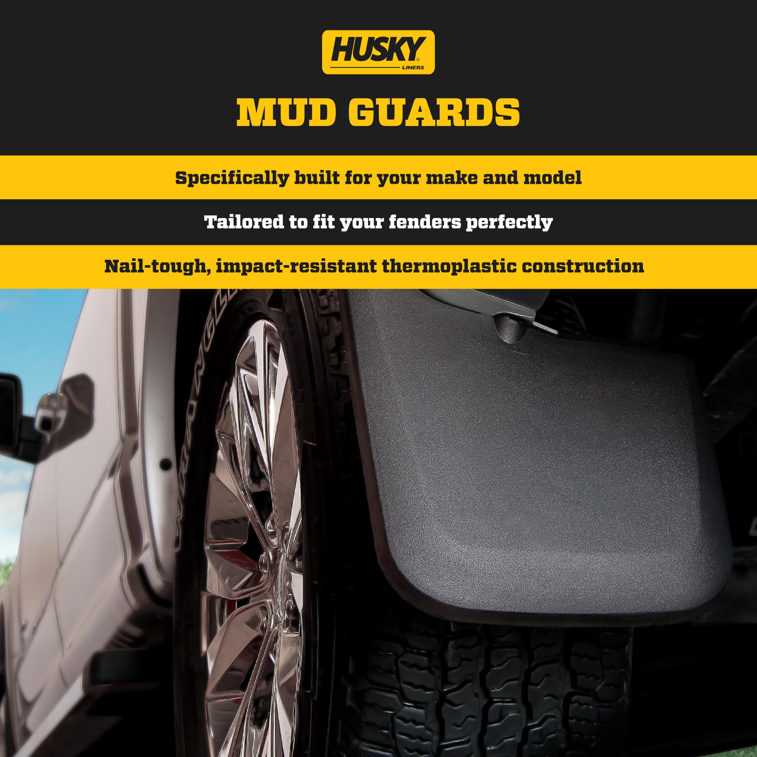 Husky Liners - Front Mud Guards | Fits 2015-2022 Chevrolet Colorado/GMC Canyon w/o Flares or Cladding, Front Set - Black, 2 Pc | 58231