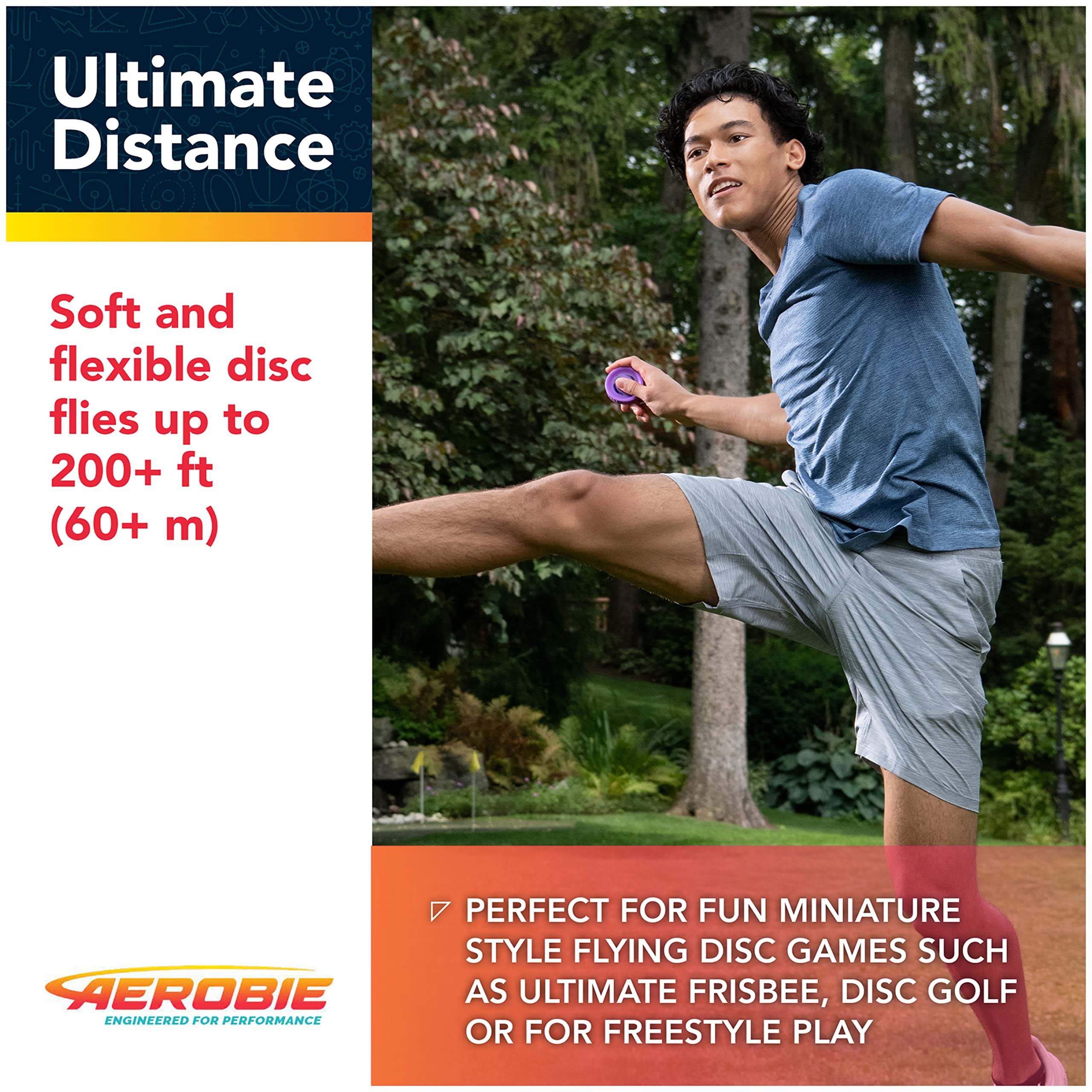 Aerobie Pro Lite 3-Pack Miniature Throwing Discs, Perfect for Kids, Backyard Games & Disc Golf, Outdoor Games for Adults and Family Ages 5 & Up