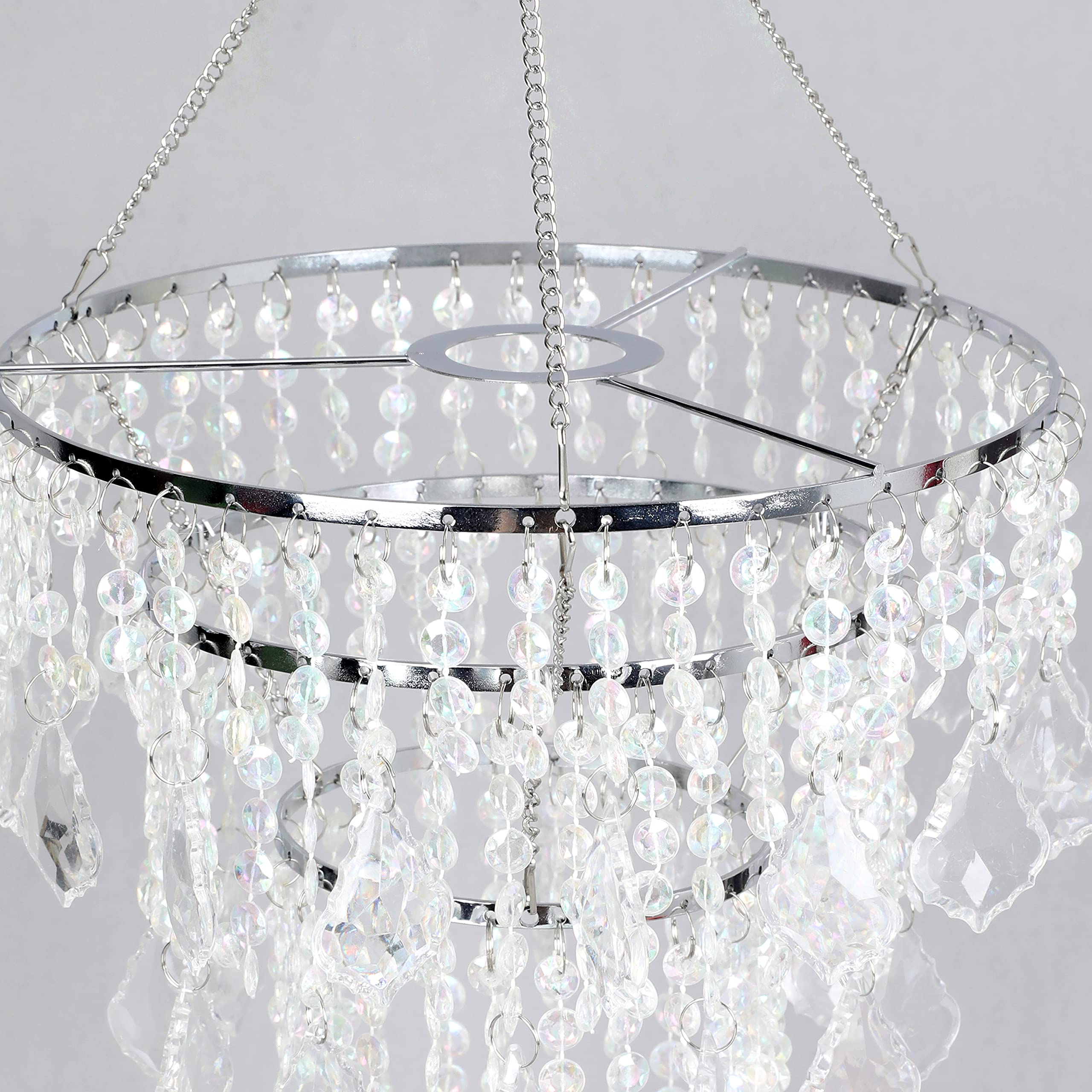 Cioceen Acrylic Chandelier lampshade Crystal Beaded Fixture Pendant Ceiling Light Shade for Wedding Bedroom Centerpiece Lampshade with Acrylic Jewel Droplets H11.5" X W9.84" 3 Tiers