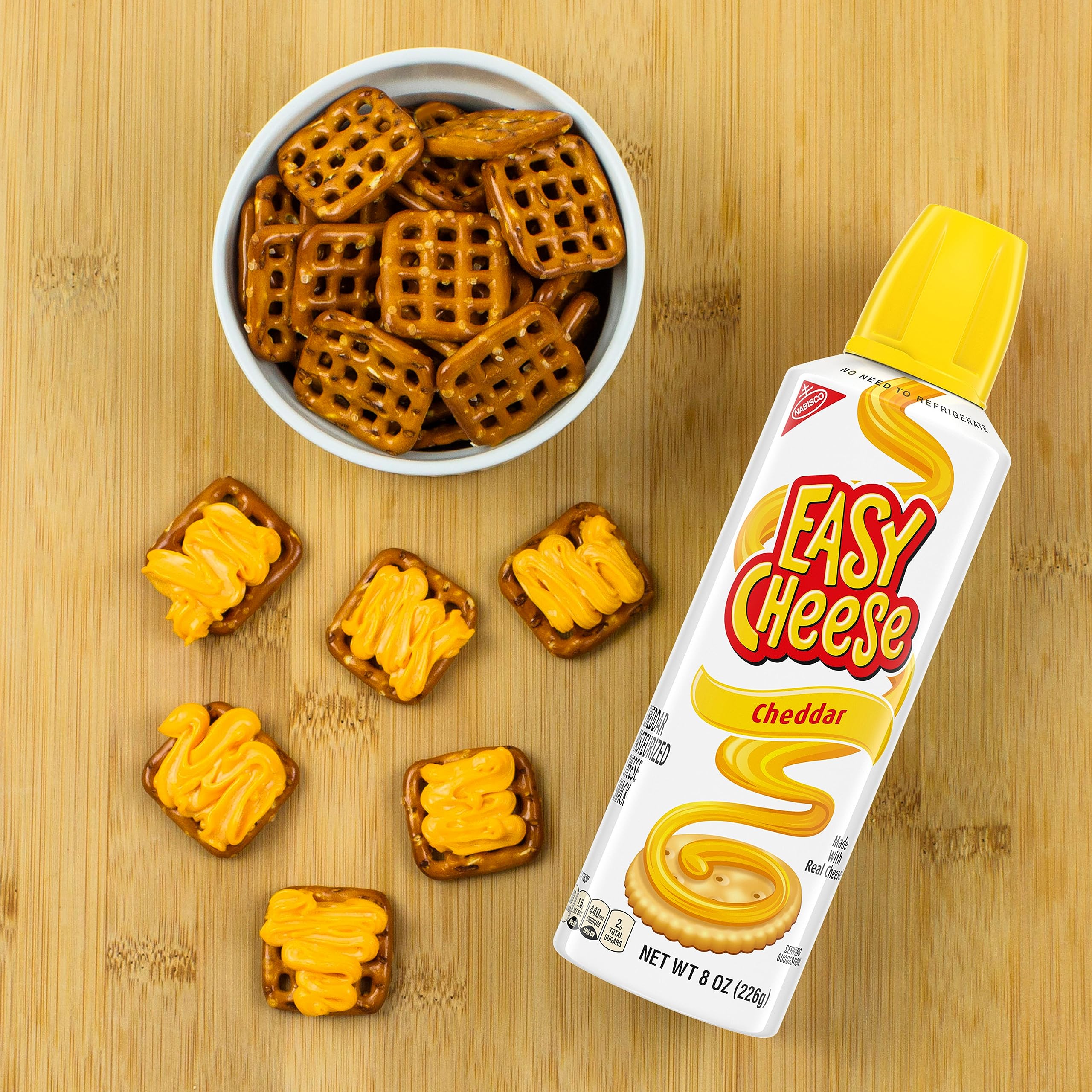 Easy Cheese Cheddar Cheese Snack, 12 - 8 oz Cans