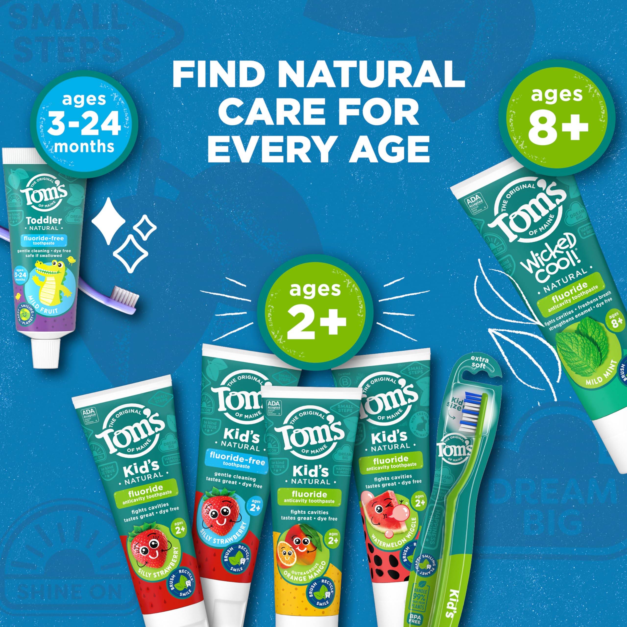 Tom's of Maine Fluoride Free Children's Toothpaste, Natural Toothpaste, Dye Free, No Artificial Preservatives, Silly Strawberry, 5.1 Ounce (Pack of 3) (Packaging May Vary)