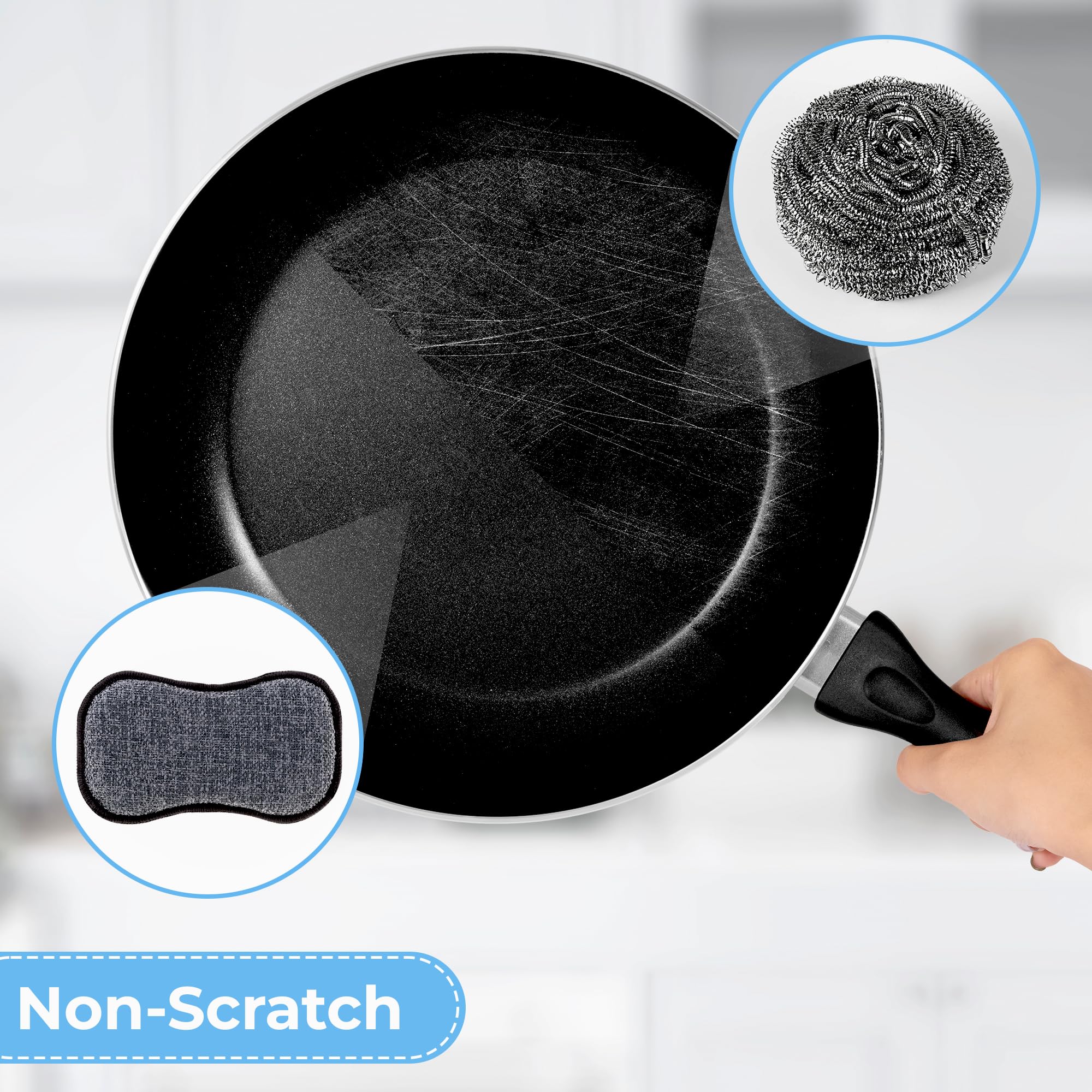 GRANNY SAYS Sponges Kitchen for Washing, Dish Washing Scrubbers, Scrubbing Pad for Cleaning, Scrub Sponge for Kitchen Non - Scratch, Scouring Pad for Pots and Pans, Washable & Microfiber Pad, 12 Pack