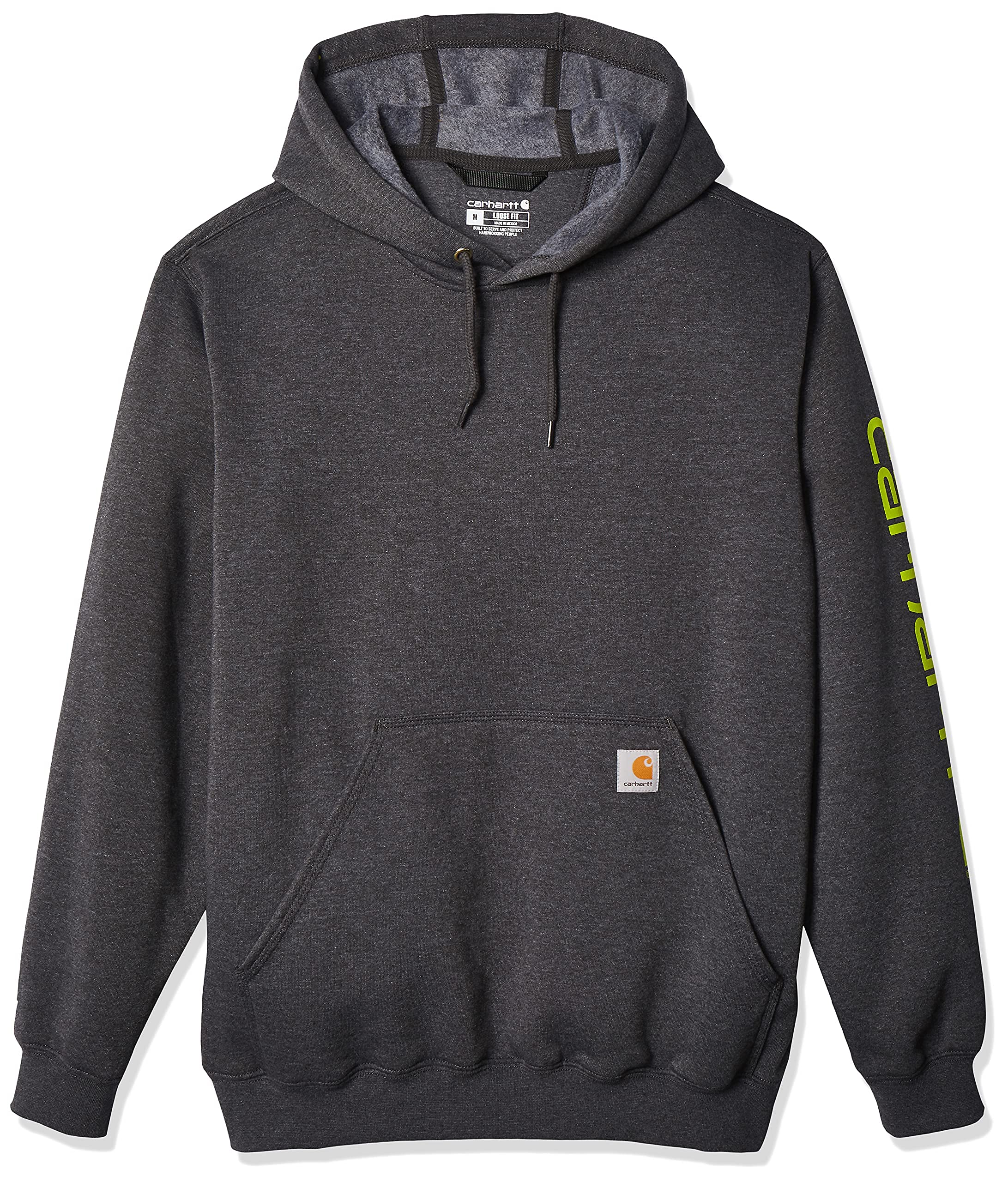 Carhartt Men's Loose Fit Midweight Logo Sleeve Graphic Sweatshirt (Also Available in Big & Tall), Carbon Heather, Large