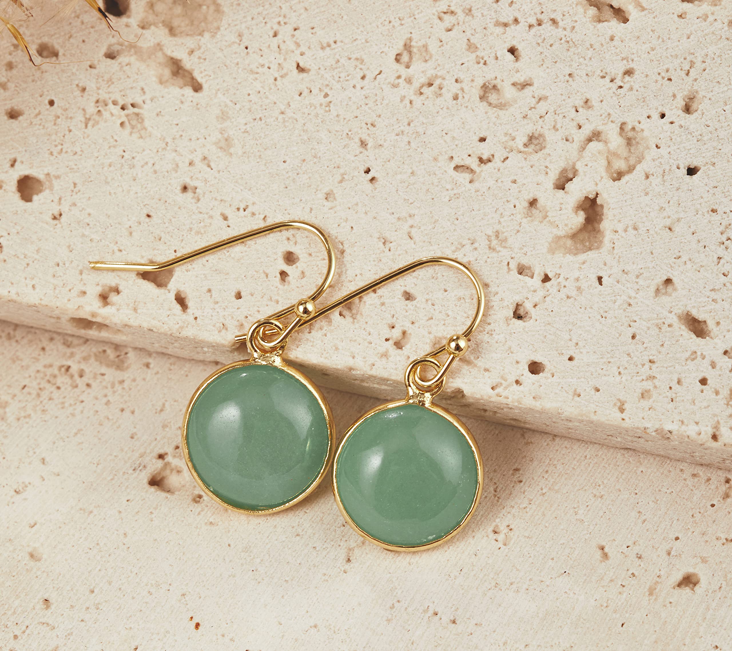 Jade Earrings for Women Handmade Earrings Green Earrings Jade Jewelry for Women 14k Gold and Jade Earrings Graduation Gift Back to School Gift Gift for Anniversary Birthstone Gift(Yellow Gold+Green)