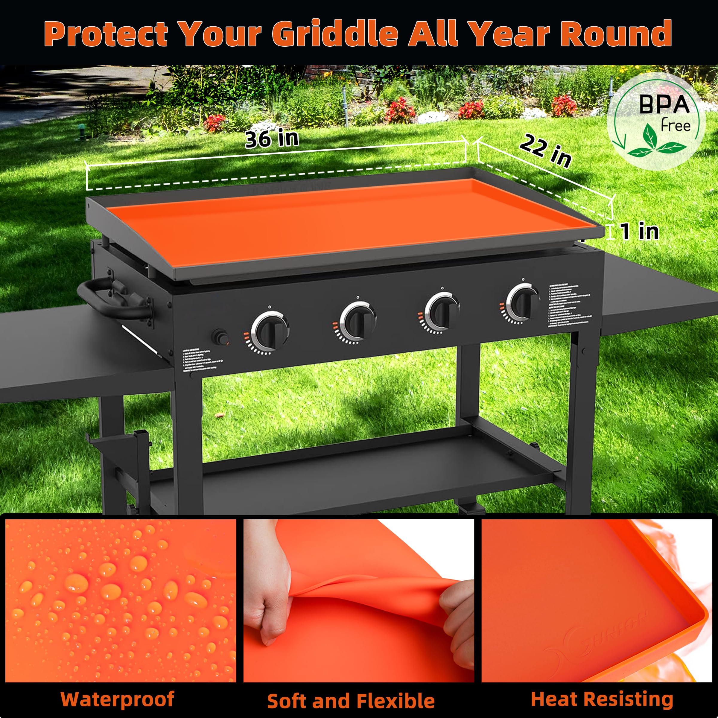 Silicone Griddle Mat for 36" Blackstone Griddle Cover Blackstone Griddle Accessories Blackstone Mat for Griddle Surface Grill Mat Protect Your Griddle from Rodents Insects Debris and Rust