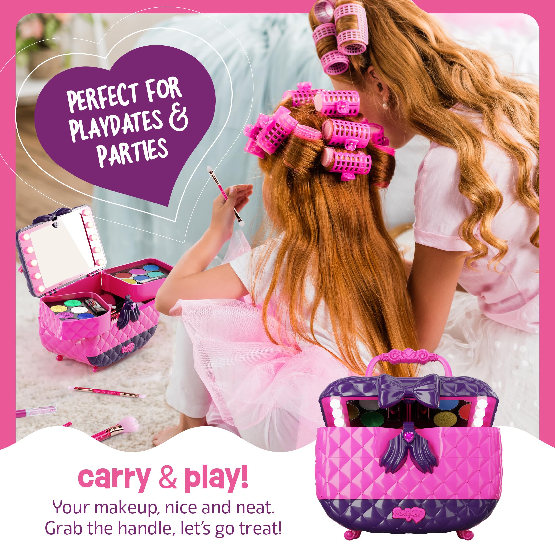 Light Up Makeup Kit for Kids - Real Girls Make Up Sets - Gifts Little Girl 3 4 5 6 7 8 Year Old Ages - Christmas Toys Birthday Gift Ideas Age 3-10 Years - Maquillaje para Niñas - Pretend Play Kits