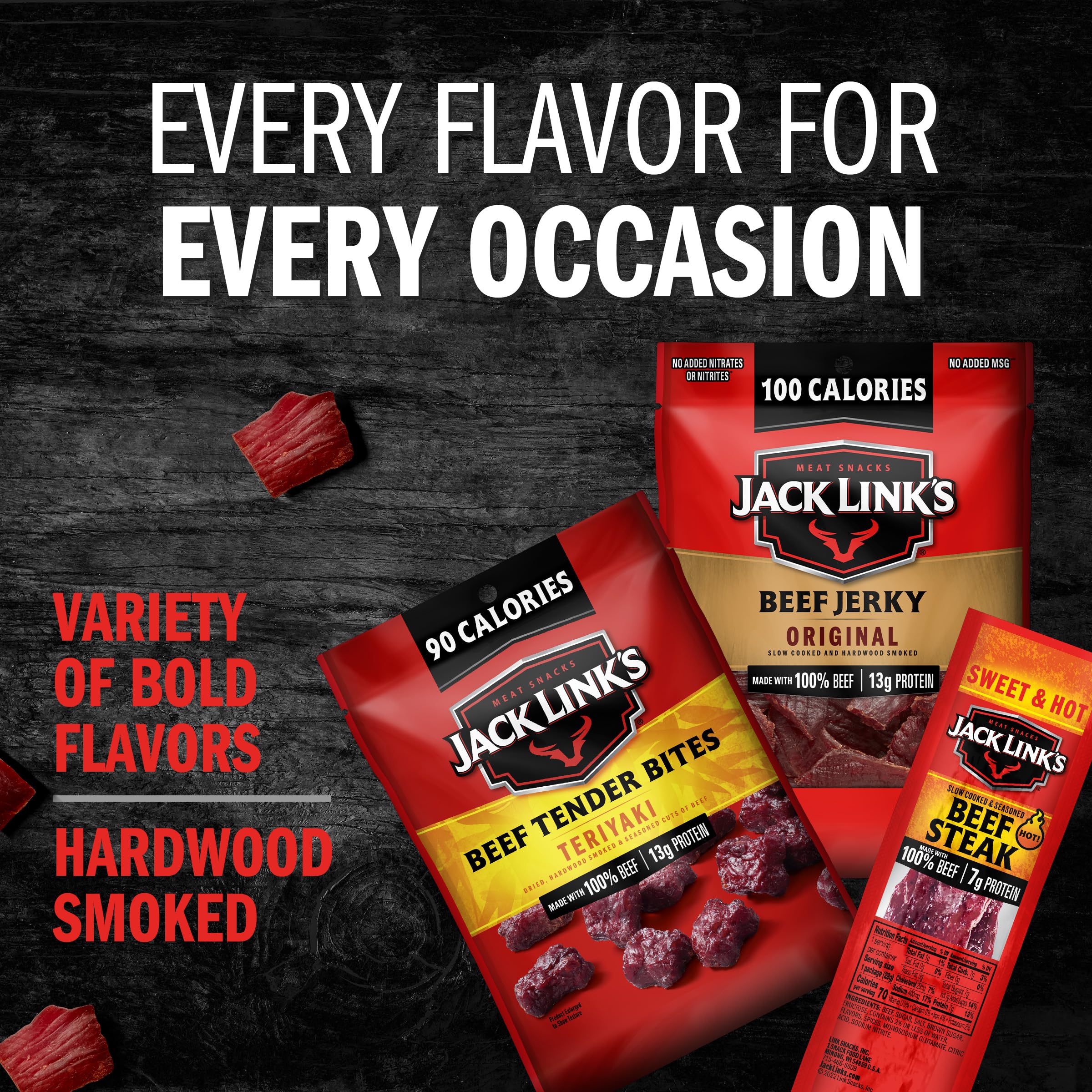 Jack Link's Beef Jerky Holiday Gift Basket Variety Pack - Includes Delicious Meat Sticks, Beef Steaks, and Tender Bites, Great Gift for Men, 15-Piece Jerky Stocking Stuffers with Various Flavors