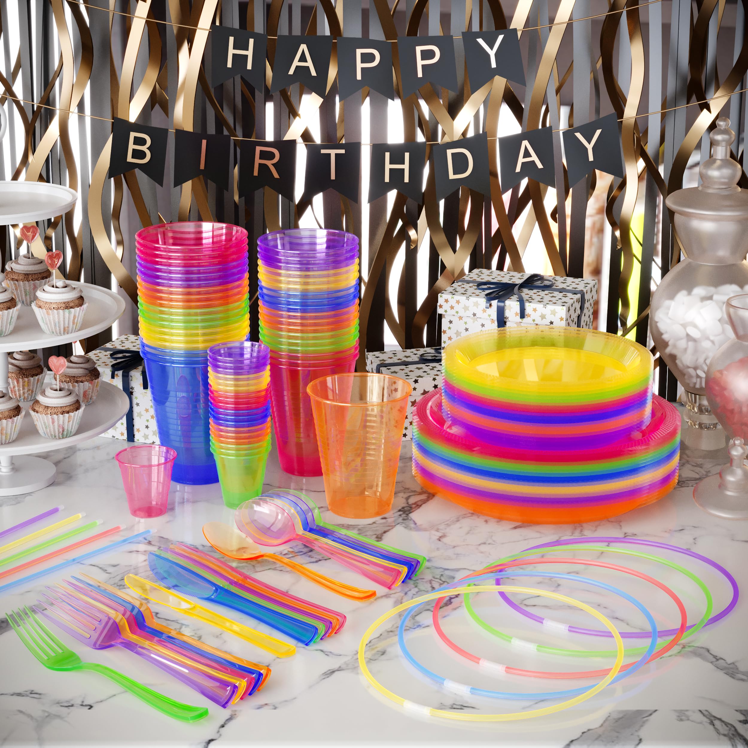 Crown 100 Count 22 inch. Glow Necklaces - Long Lasting Glow Light Sick Neon Necklaces for Parties and July 4th