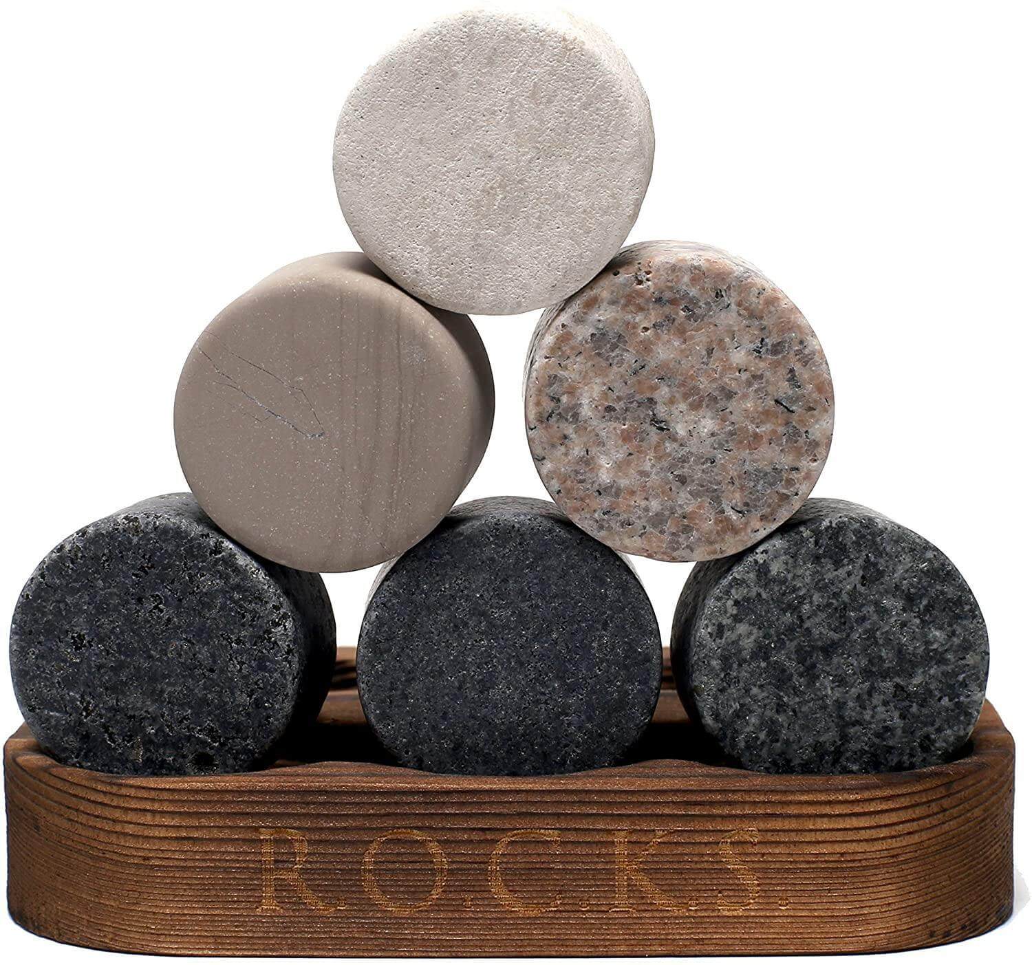 The Original ROCKS Whiskey Chilling Stones - Set of 6 Granite Stones