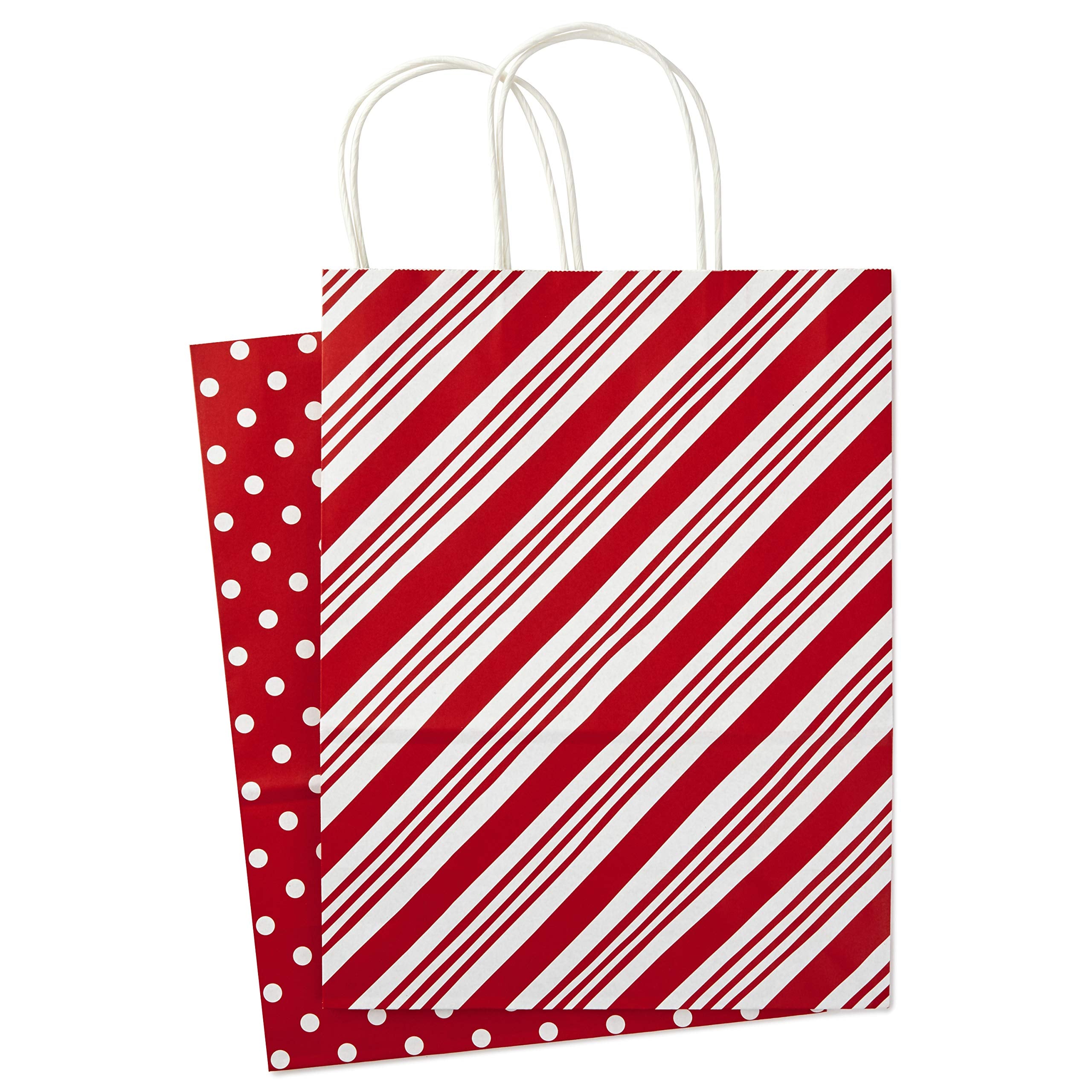 Hallmark 13" Large Christmas Gift Bag Assortment, Holiday Icons (12 Paper Gift Bags in Assorted Designs for Hanukkah or Christmas Gifts | Stripes, Polka Dots, Snowflakes, Christmas Trees)