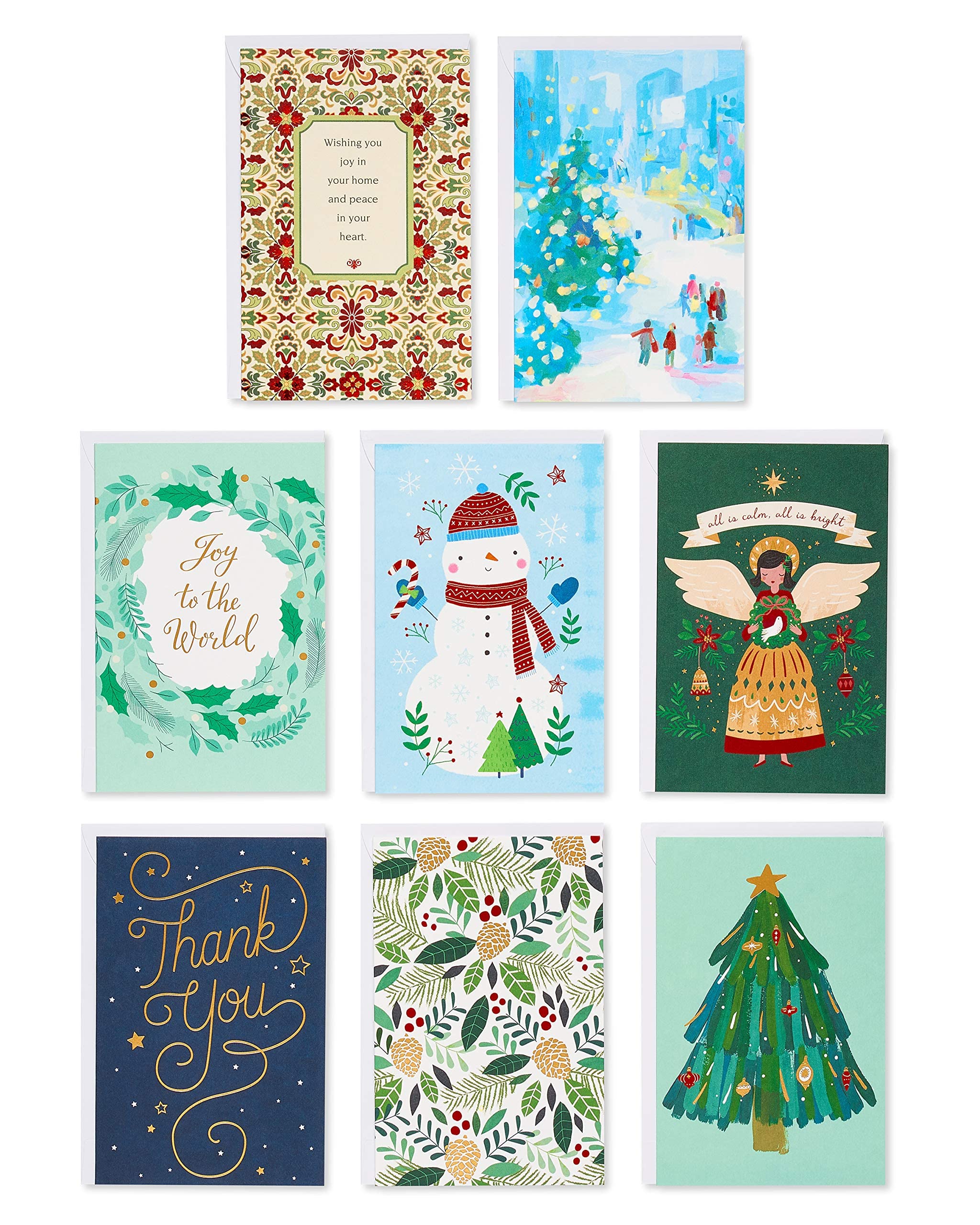 American Greetings Deluxe Christmas and Holiday Cards with Keepsake Box, Cheerful Variety (32-Count)