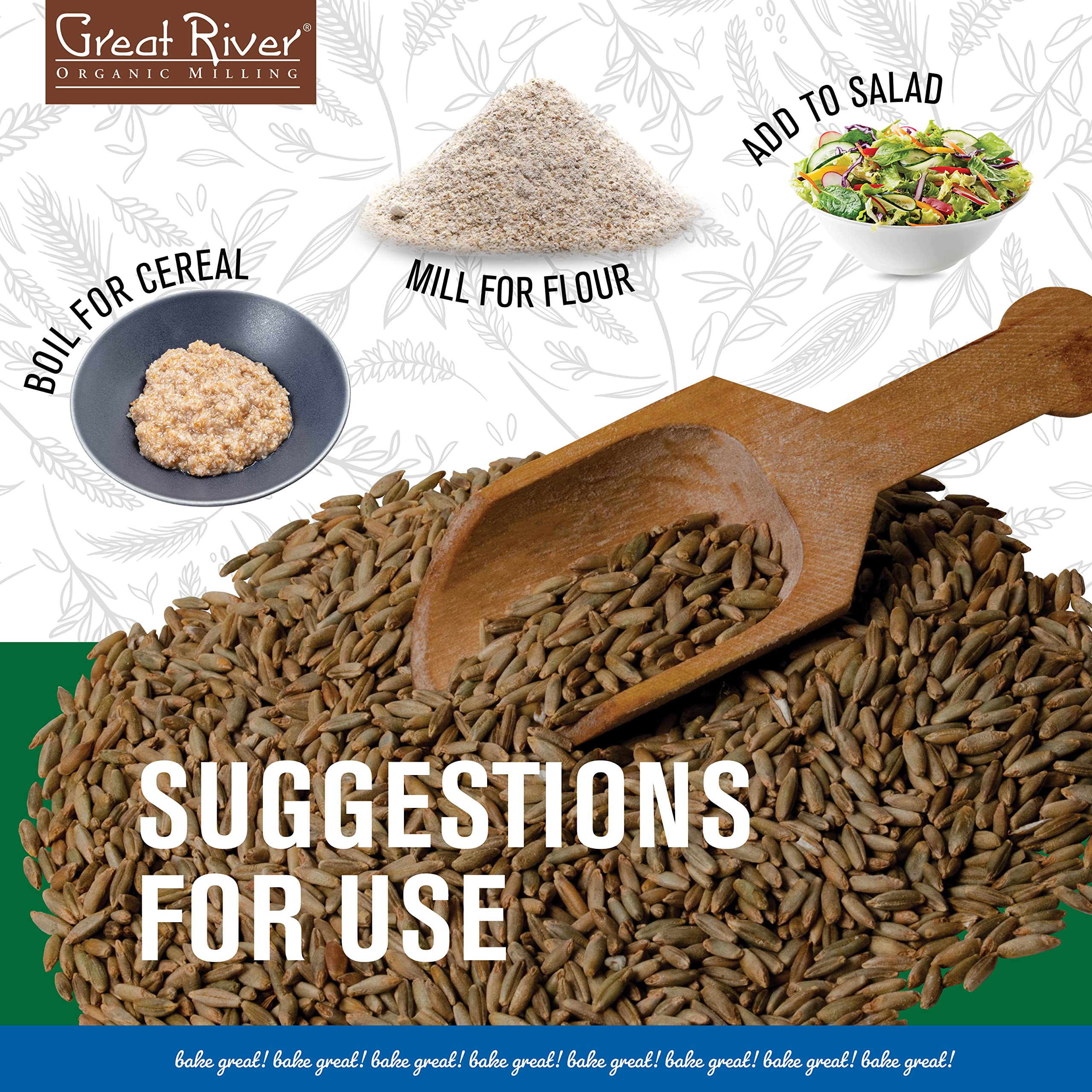 Great River Organic Milling, Whole Grain, Rye Grain, Organic, 25-Pounds (Pack of 1)