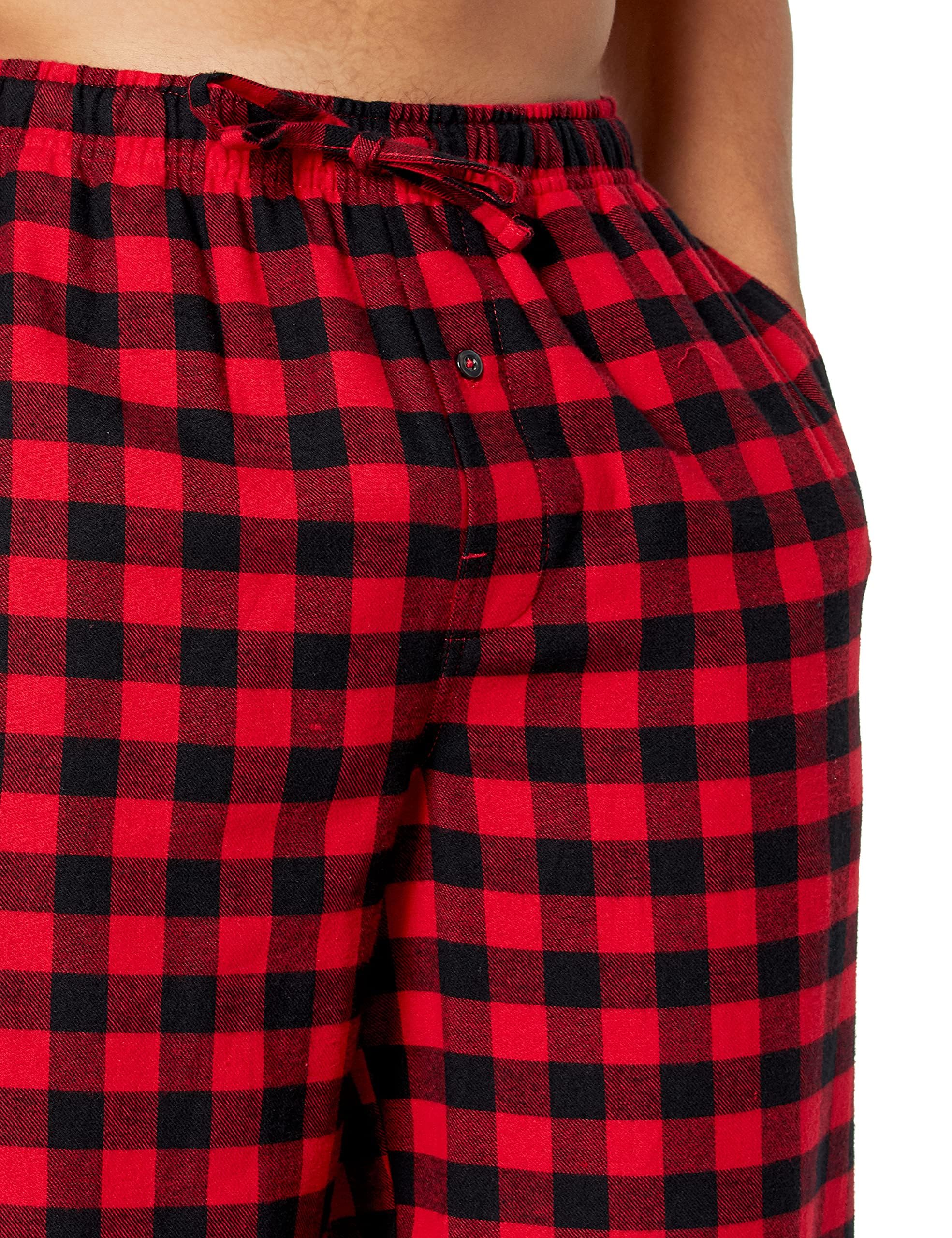 Amazon Essentials Men's Flannel Pajama Pant (Available in Big & Tall), Black Red Buffalo Plaid, Medium