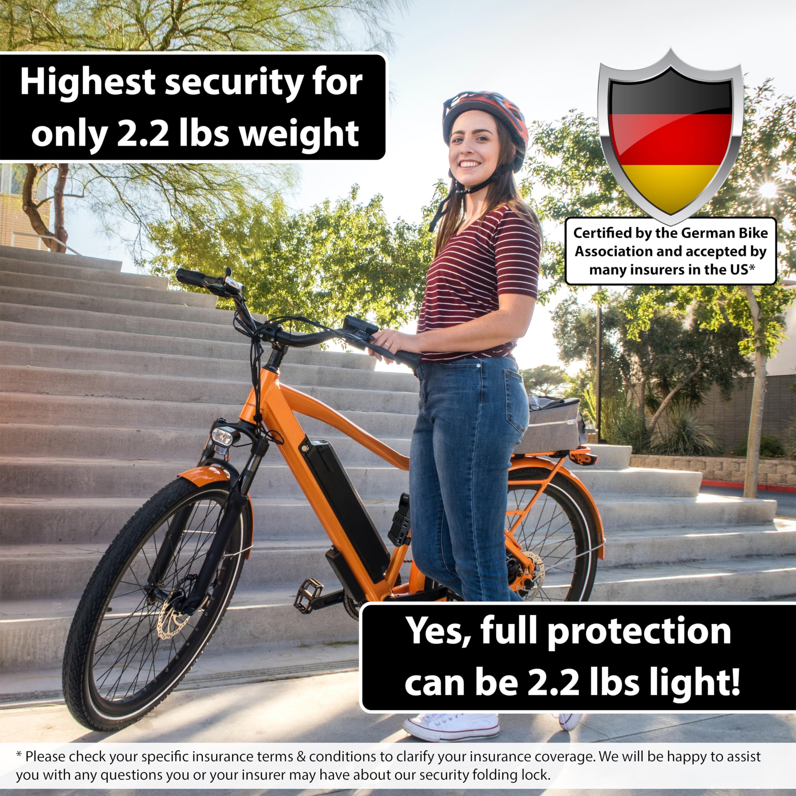 KOHLBURG Security Folding Lock only 2.2 lbs - 35" Foldable Bicycle Lock - German Security Standard - Very Secure Folding Bike Lock - Compact Heavy Duty Bike Lock with Keys & Bracket for e Bike Scooter