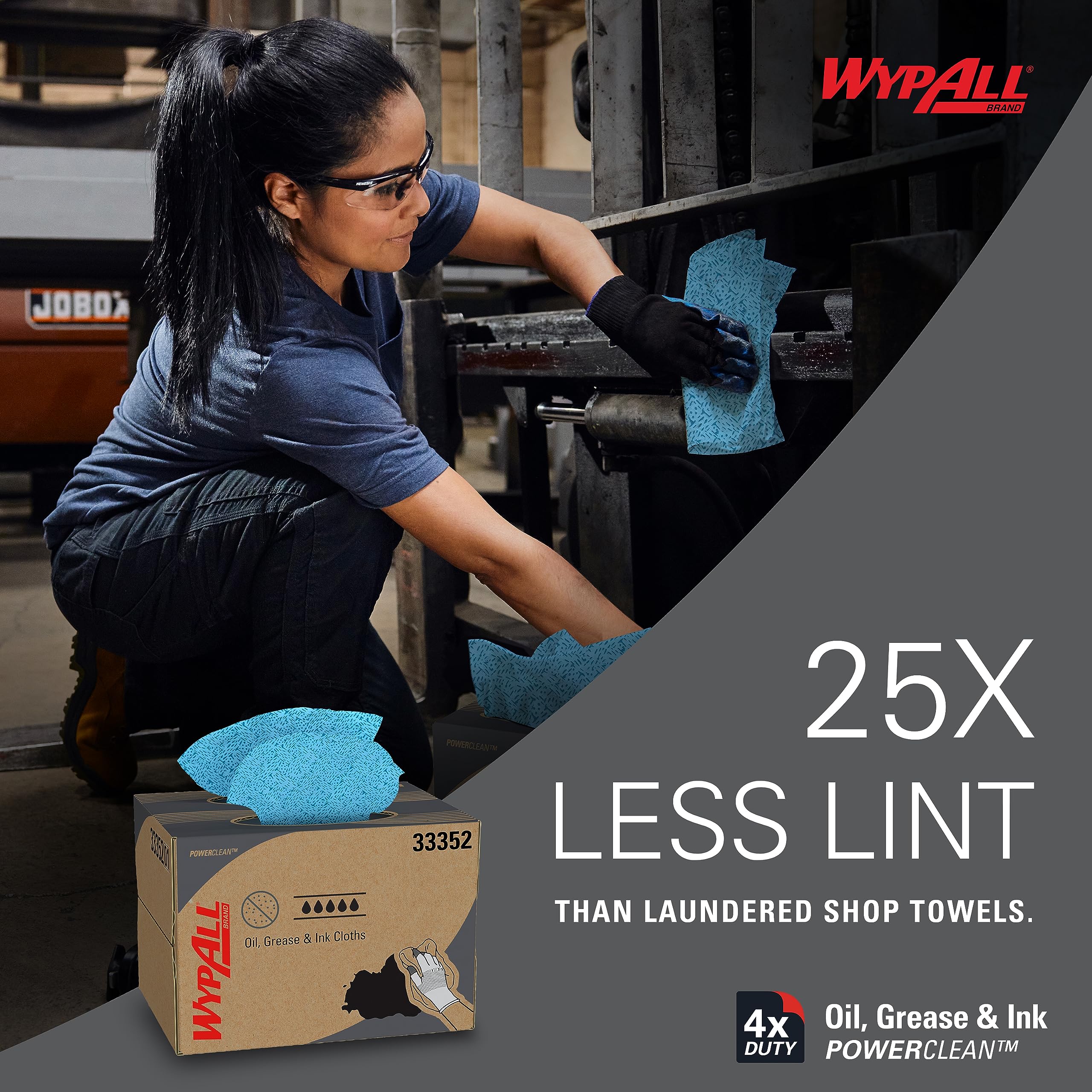 WypAll Oil, Grease & Ink Cloths (33560), Quarterfold, Lint-Free Wipes, Blue (8 Packs of 66 Sheets, 528 Sheet Total)