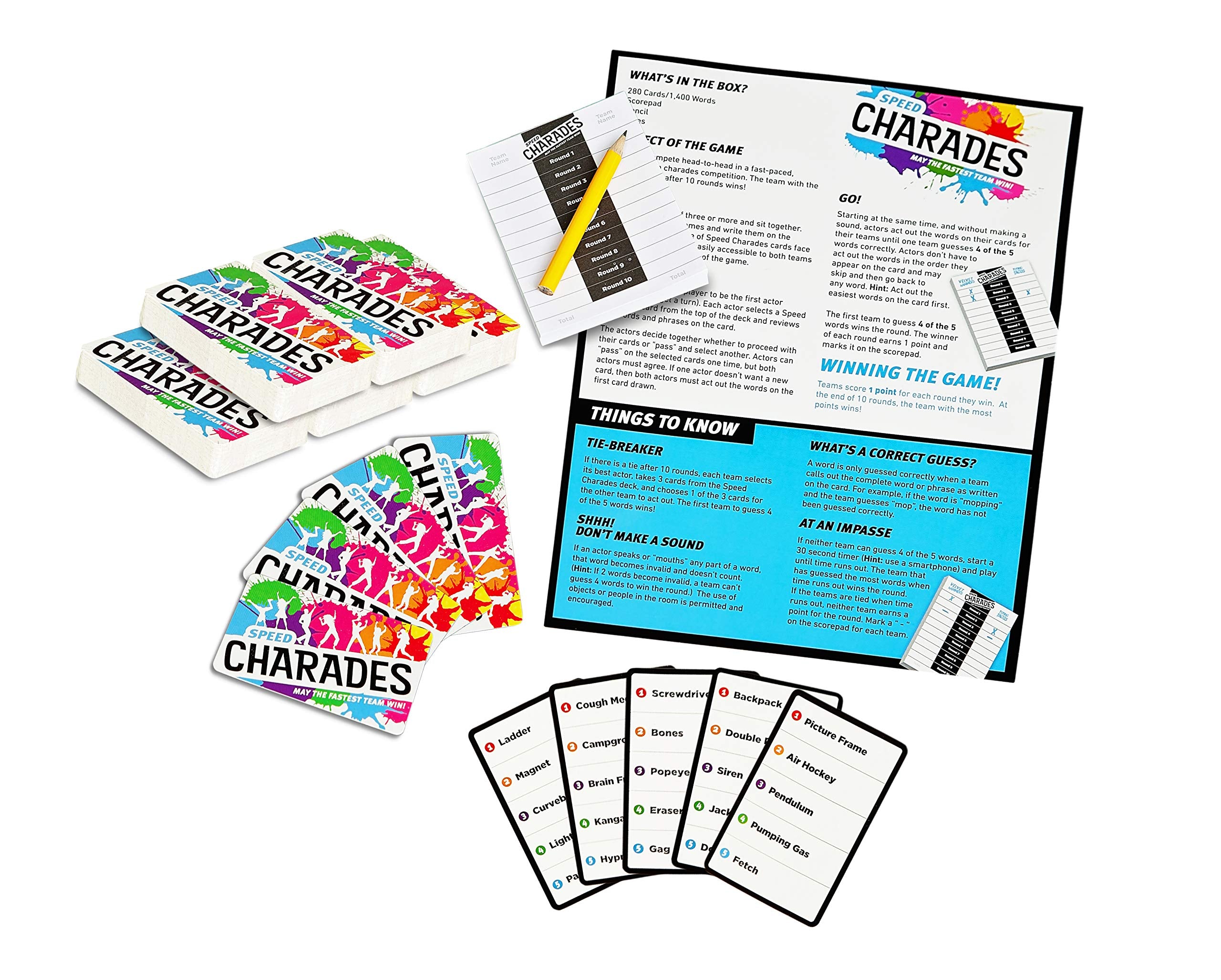 Speed Charades Party Game - Charades Board Game - Includes 1400 Charades - Perfect for Groups and Family Game Nights