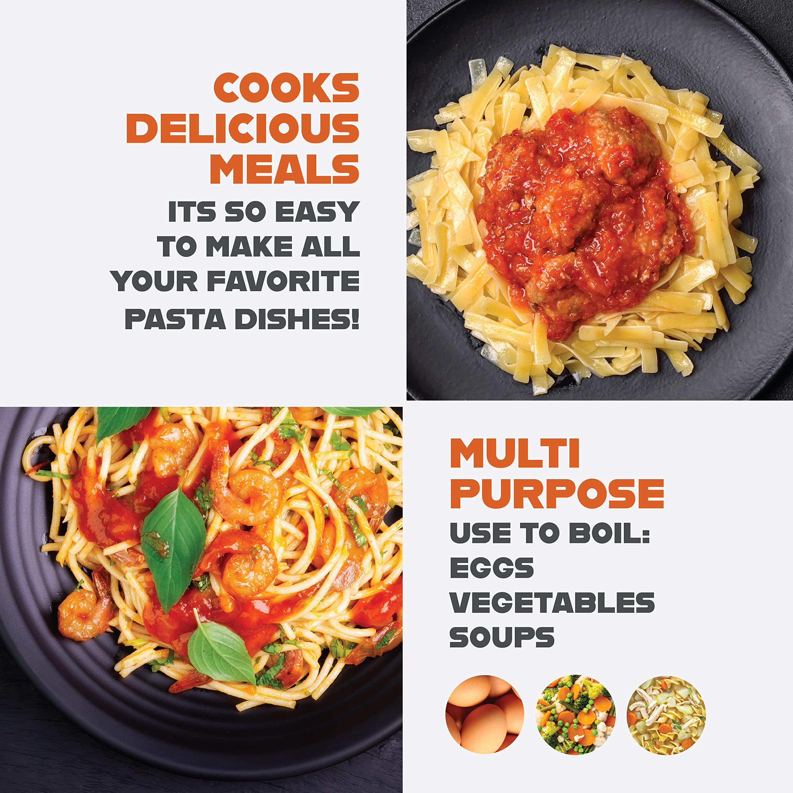 GOTHAM STEEL 5 Qt Ceramic Stock Pot Multipurpose Pasta Pot with Strainer Lid & Twist and Lock Handles, Nonstick Ceramic Pot for Soup, Spaghetti, Rice, Pots for Kitchen, Dishwasher Safe - Copper