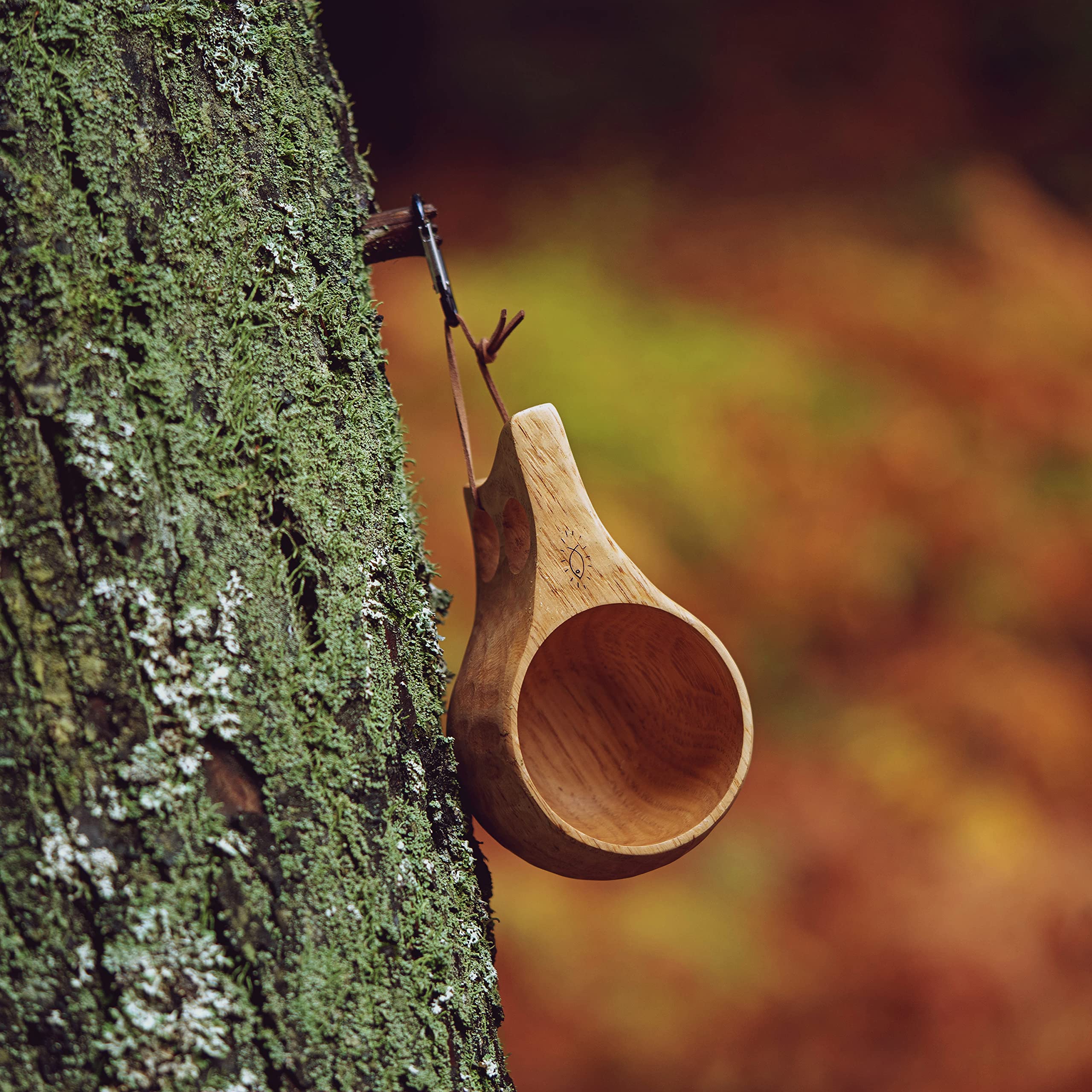 GCS Handmade Kuksa 12 Oz Portable Outdoor Wooden Camp Cup Handcrafted with Natural Chestnut Wood with Ancient Nordic Lifestyle Lightweight for Camping, Backpacking or Bushcraft