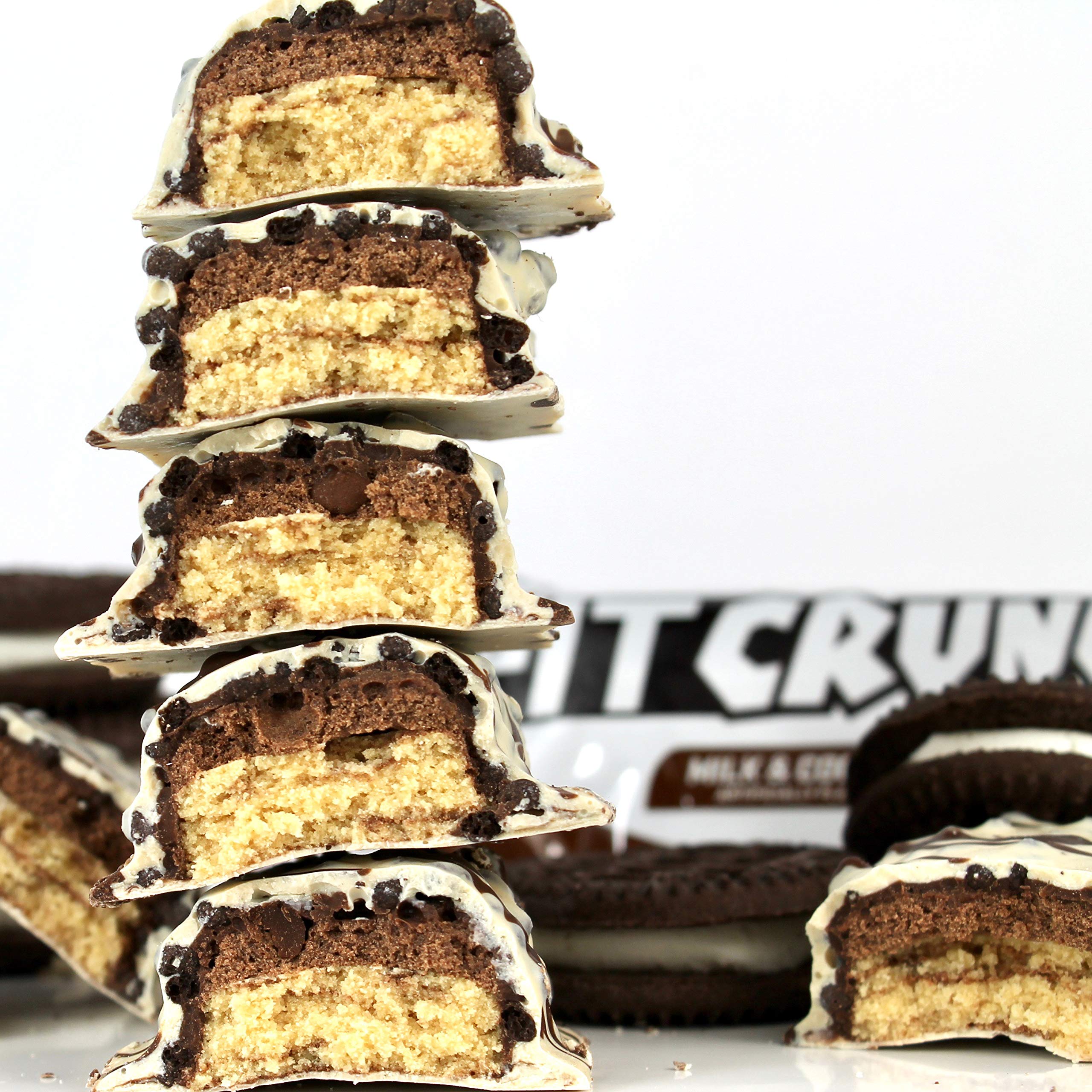 FITCRUNCH Snack Size Protein Bars, World’s Only 6-Layer Baked Bar, Just 3g of Sugar & Soft Cake Core (9 Count, Milk & Cookies)