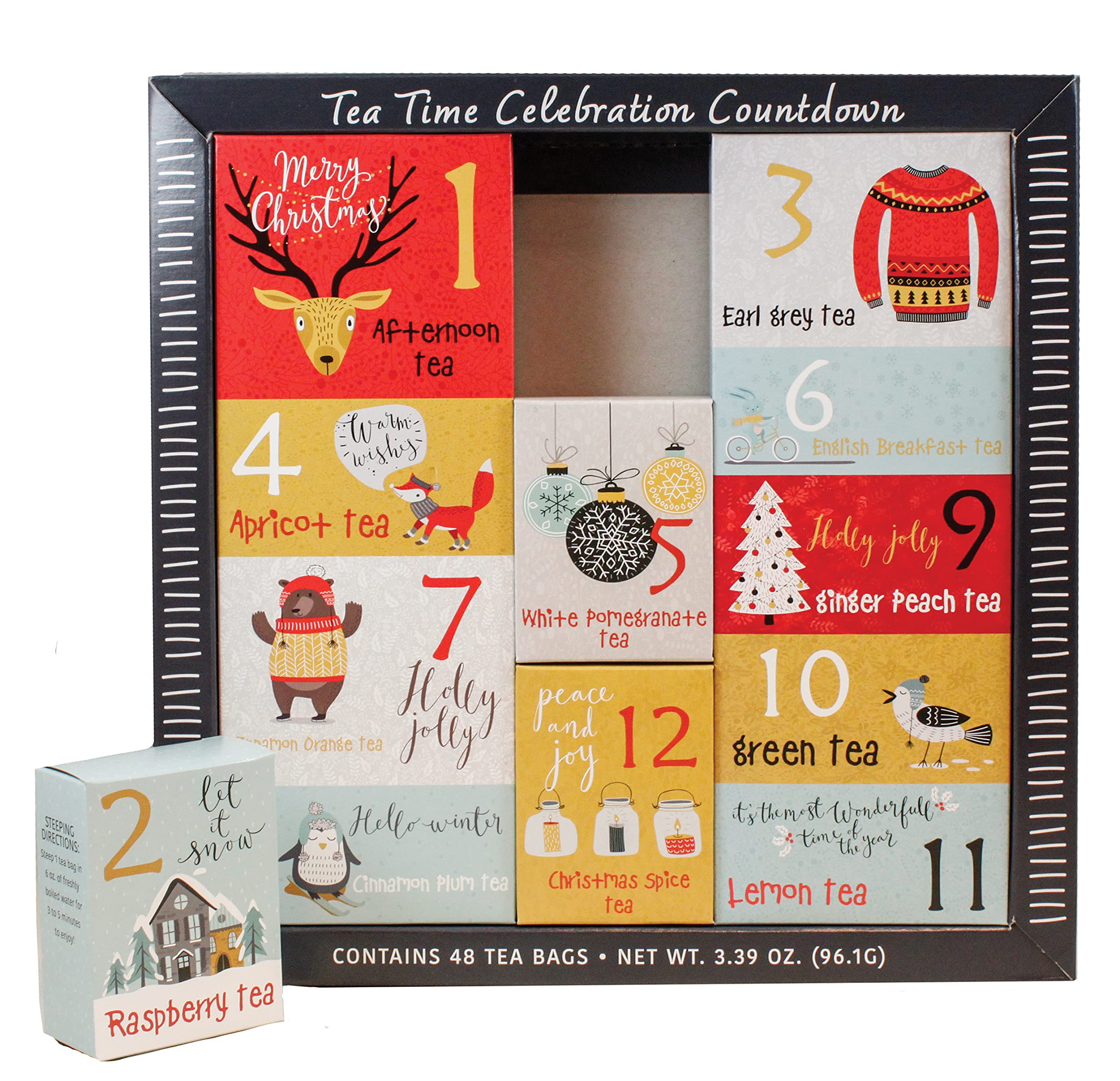 Christmas Sampler Gift 12 Days of Coffees, Teas or Cocoas (Hot Chocolate) for Christmas Gourmet Gift Box Set - Best Xmas Present For Friends, Family, Corporate, Coworkers, or Teachers (Tea)