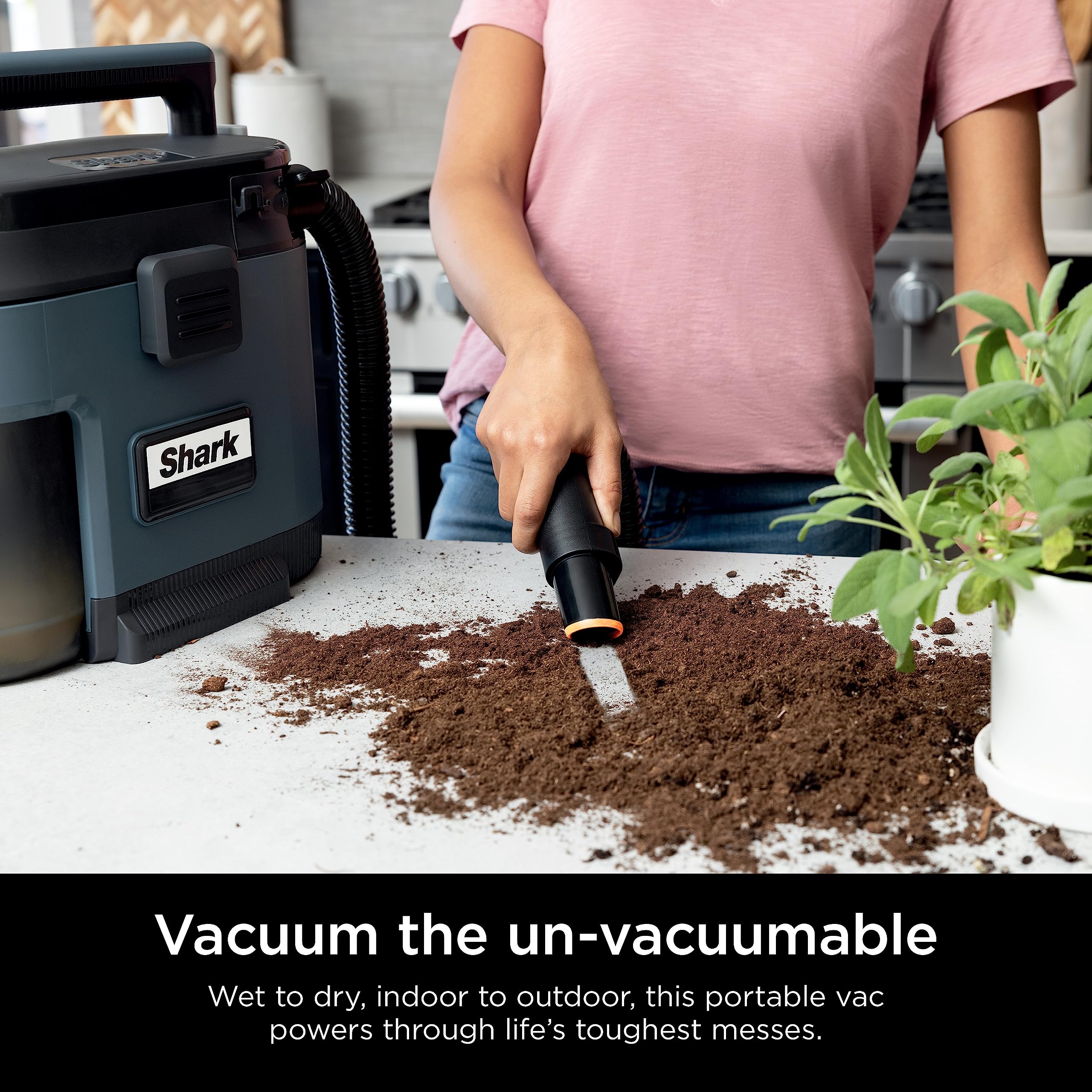 Shark VS101 MessMaster Portable Wet Dry Vacuum, Small Shop Vac, 1 Gallon Capacity, Corded, Perfect for Pets & Cars, AnyBag Tech, Self-Cleaning, Ultra-Powerful Suction for Tough Wet & Dry Messes, Blue